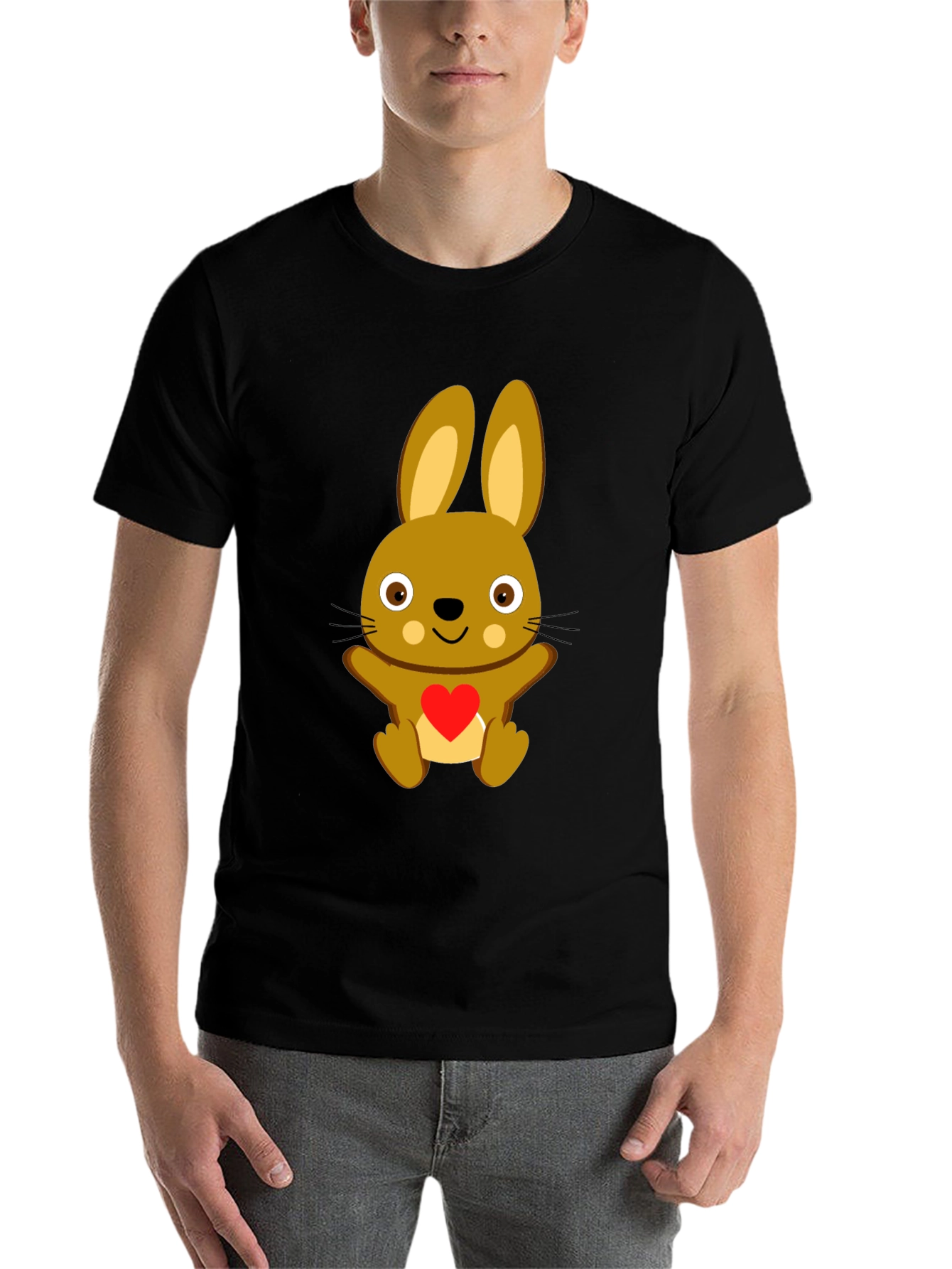 Black Cute Bunny Heart T-Shirt - Black view 7