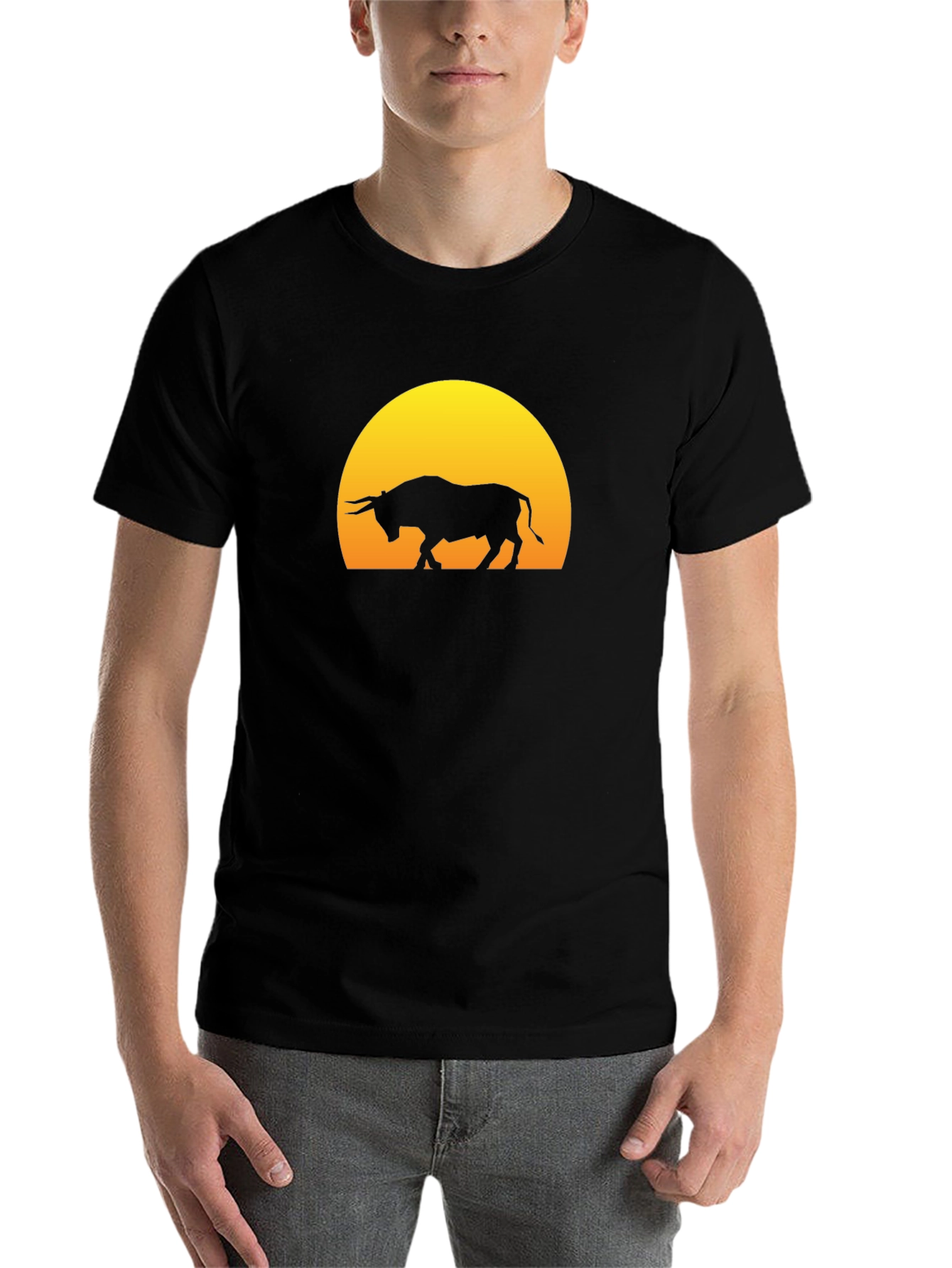 Black Bull Silhouette Graphic Tee - Black view 7