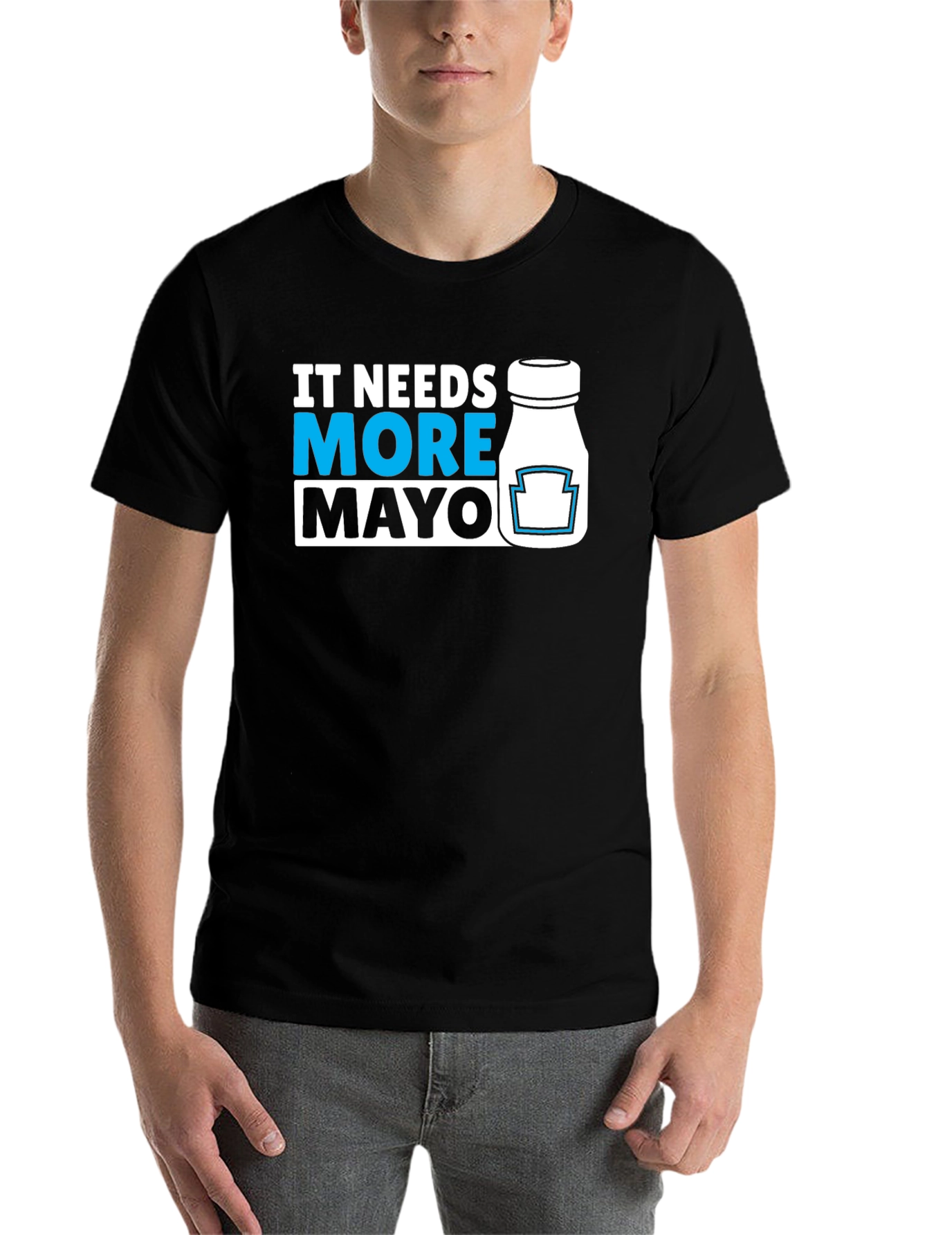 Black It Needs More Mayo T-Shirt - Funny Foodie Tee view 7