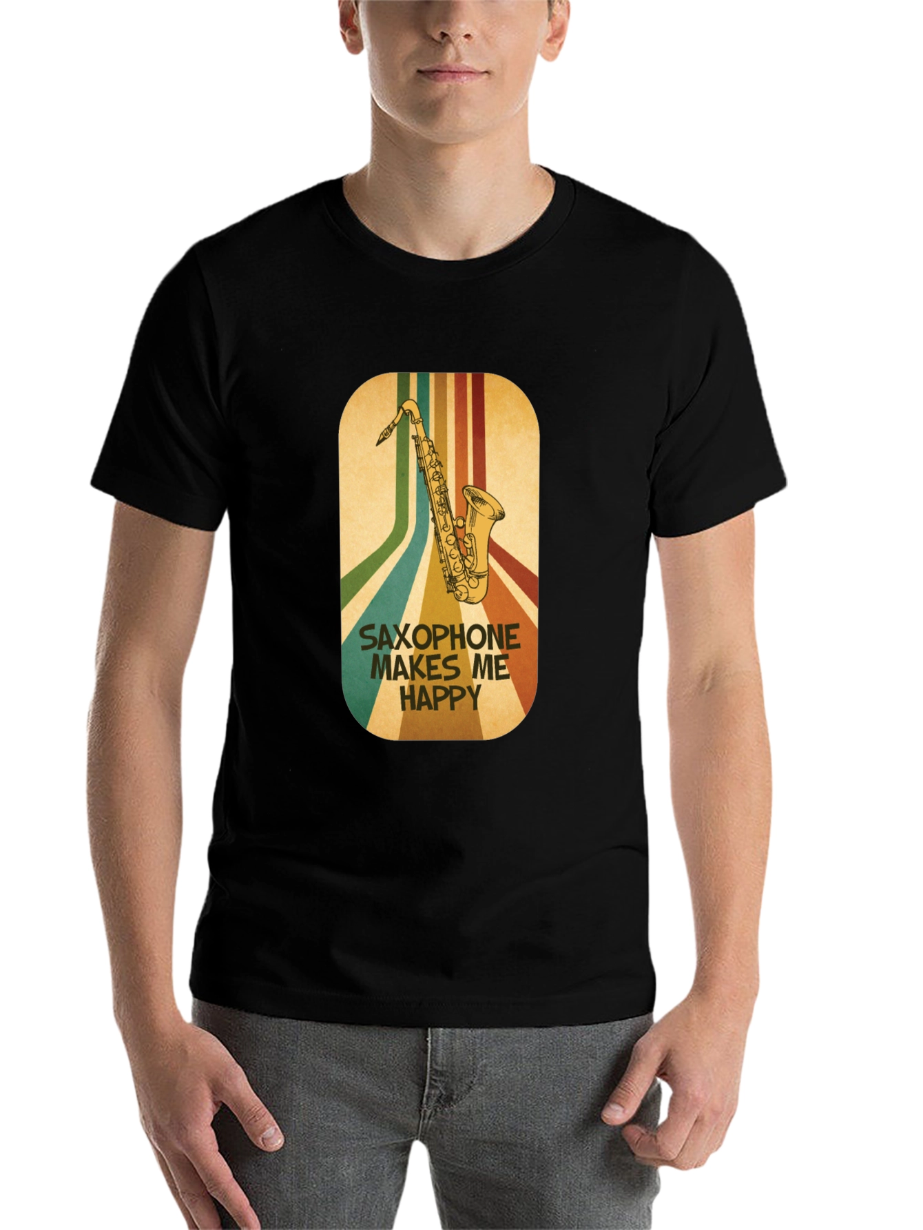 Black Saxophone Makes Me Happy Graphic Tee view 7
