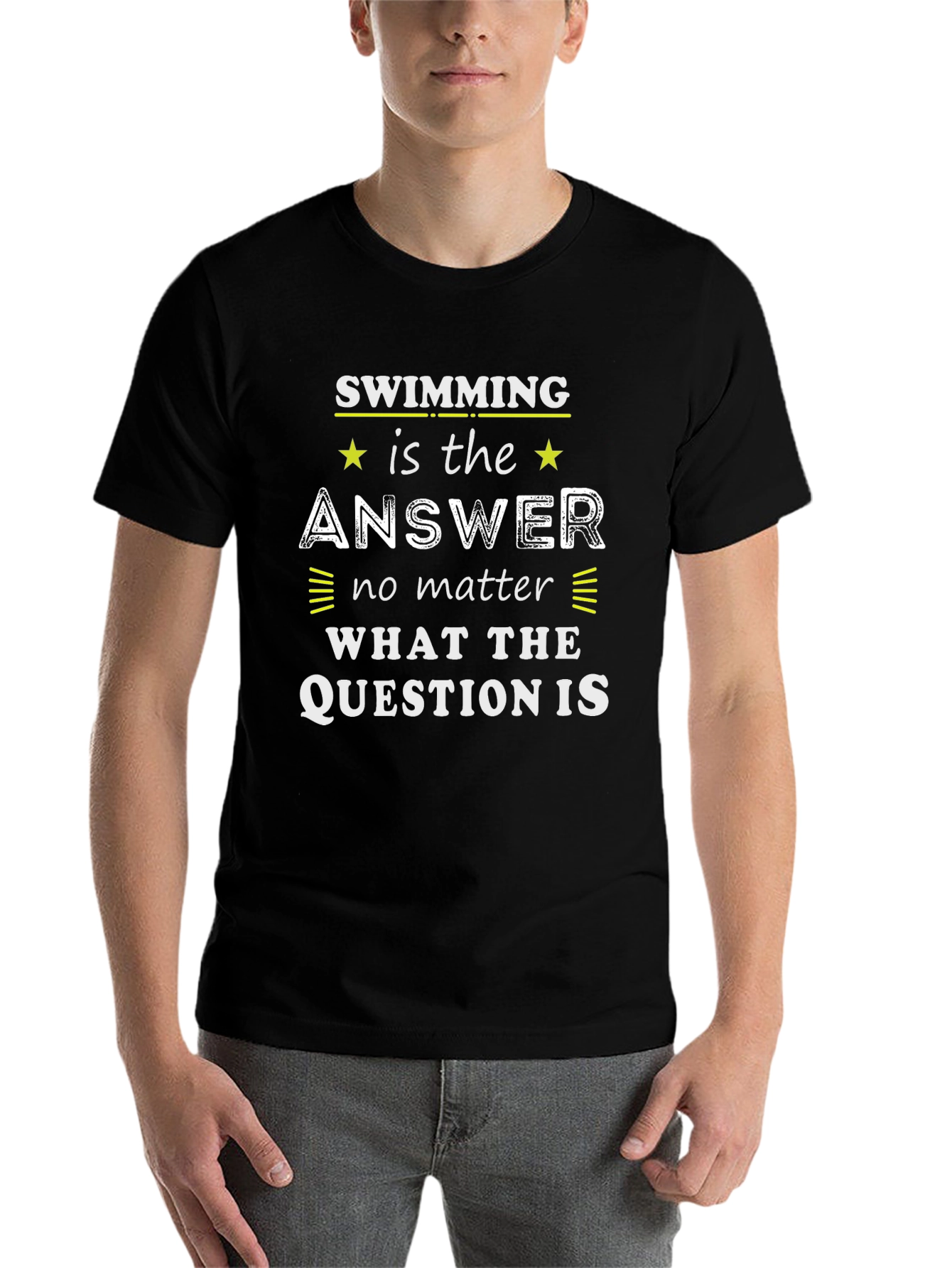 Black Swimming is the Answer T-Shirt - Funny Swimmer Tee view 7