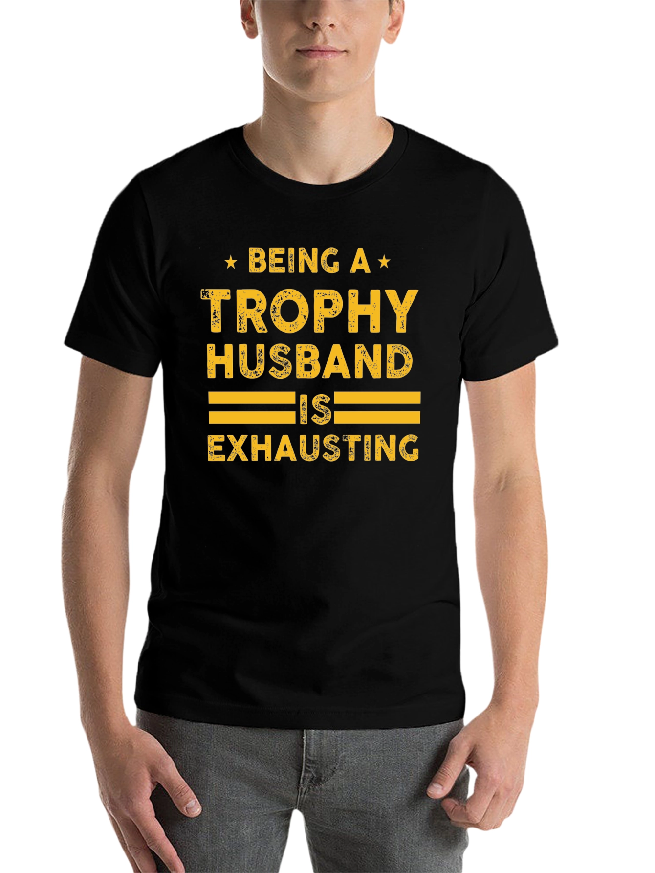 Black Trophy Husband Graphic Tee - Fun Novelty Shirt view 7