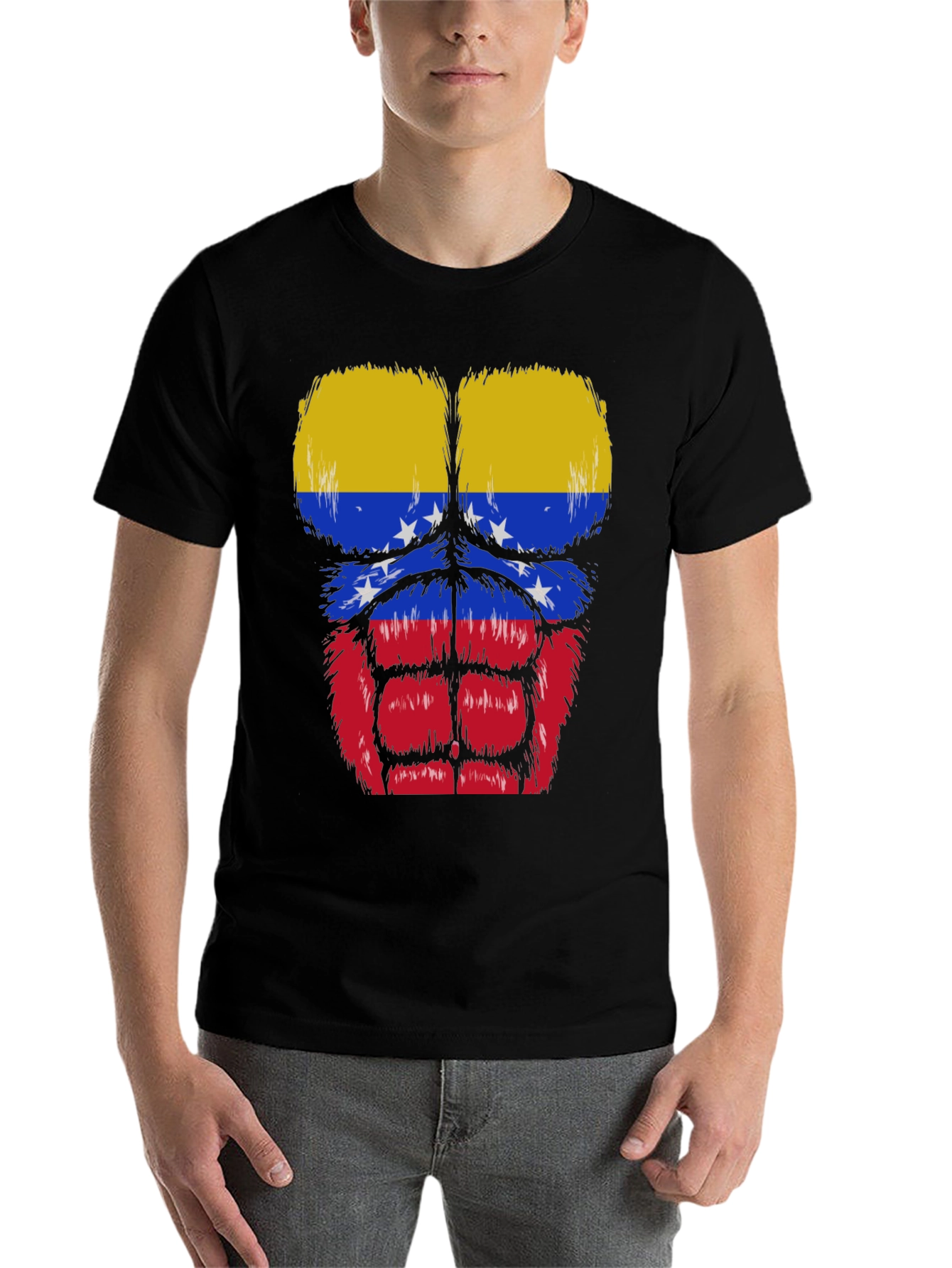 Black Venezuela Flag Muscle Graphic T-Shirt view 7