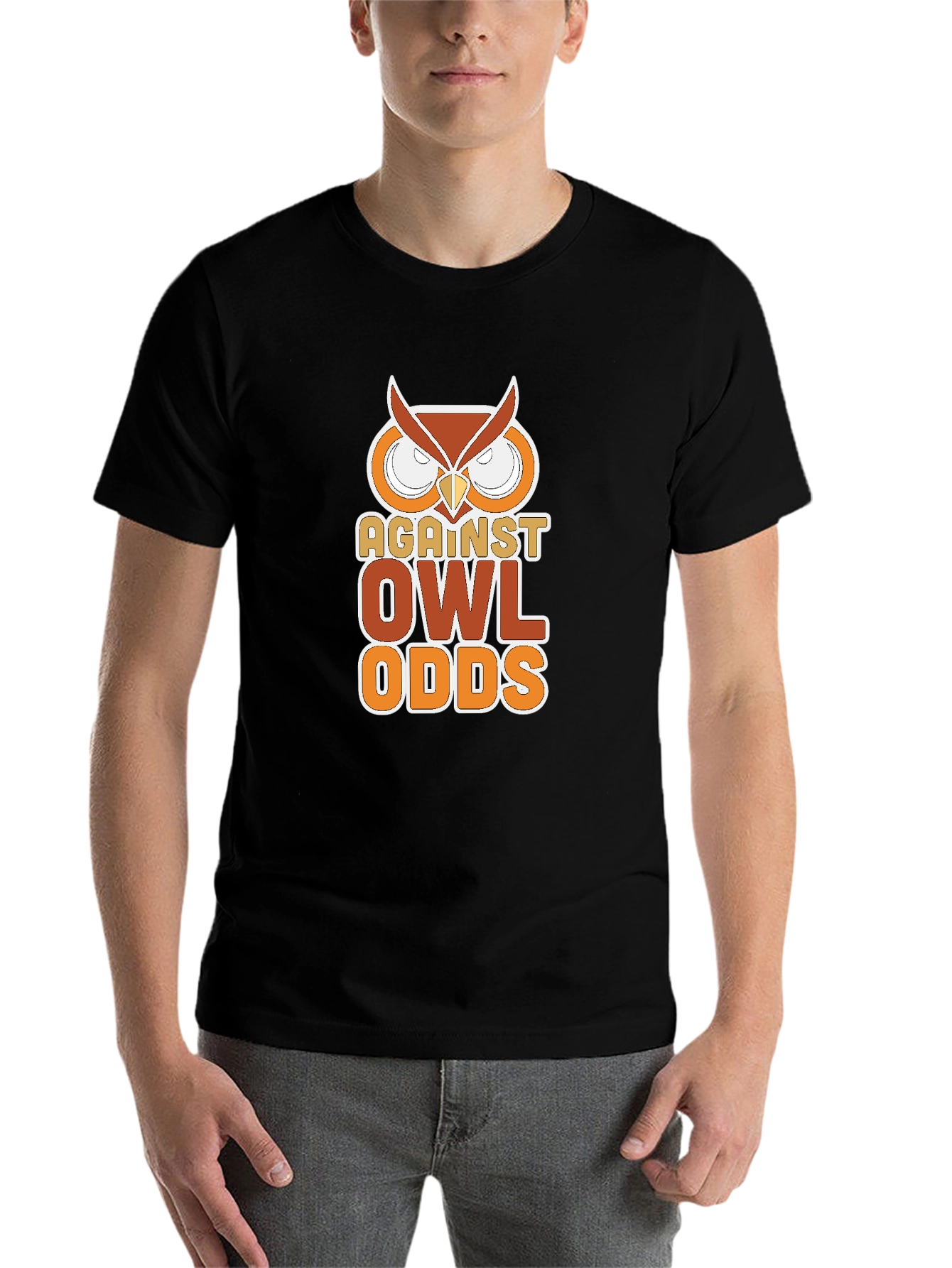 Black Against Owl Odds Graphic T-Shirt - Black view 7
