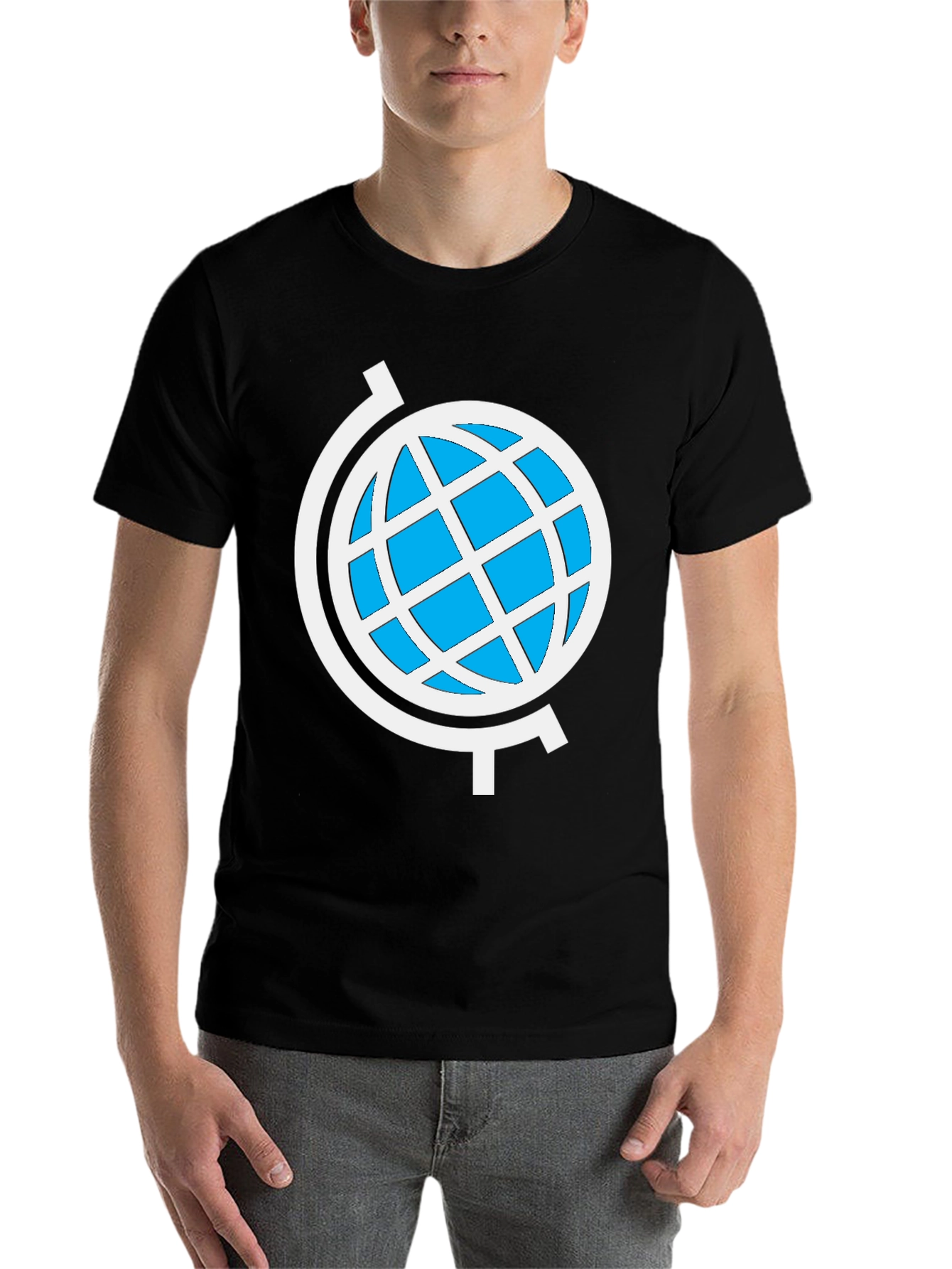 Black Globe Graphic Black T-Shirt - Stylish World Design view 7