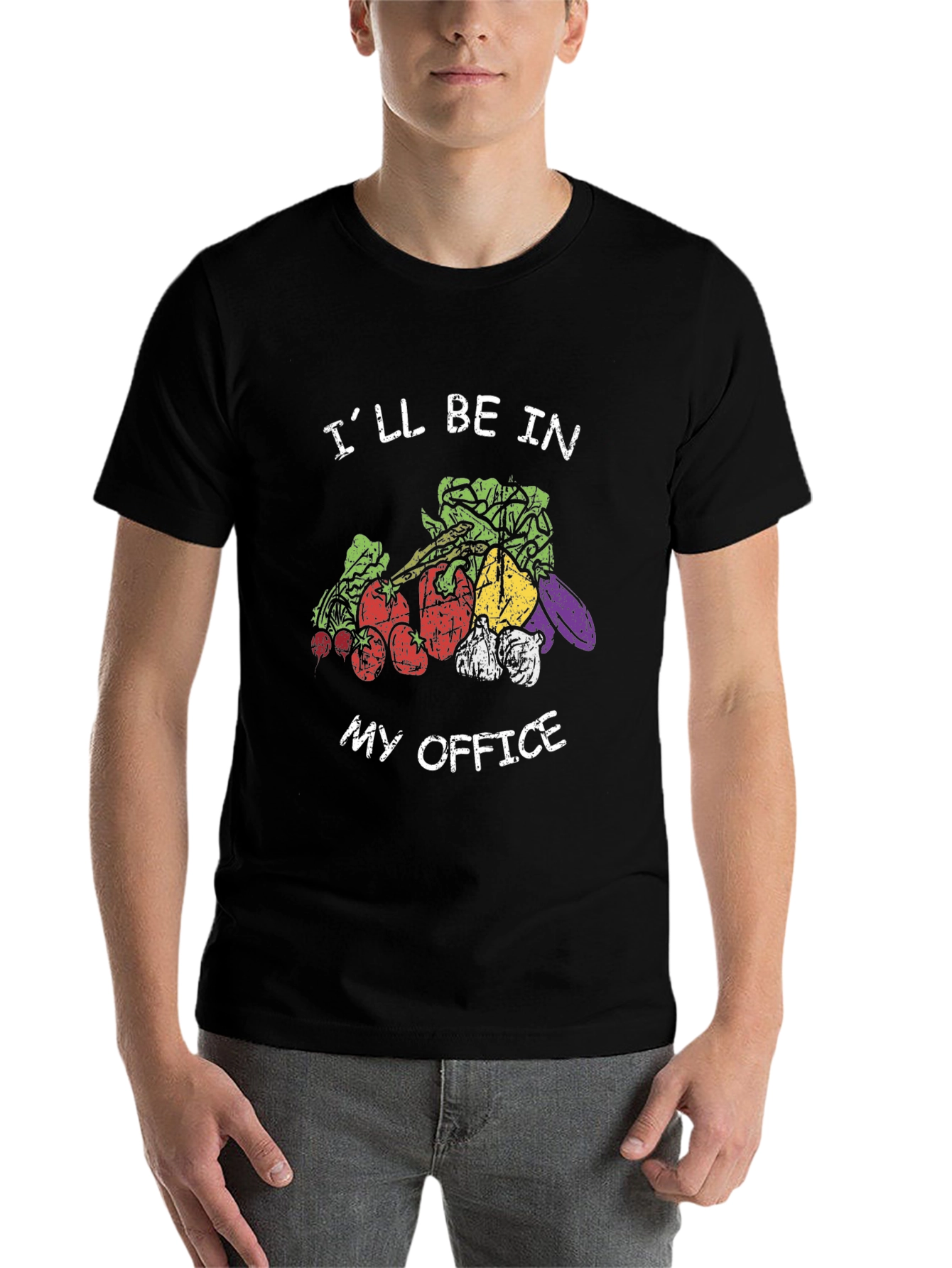 Black Vegetable Garden T-Shirt - "I'll Be In My Office" view 7