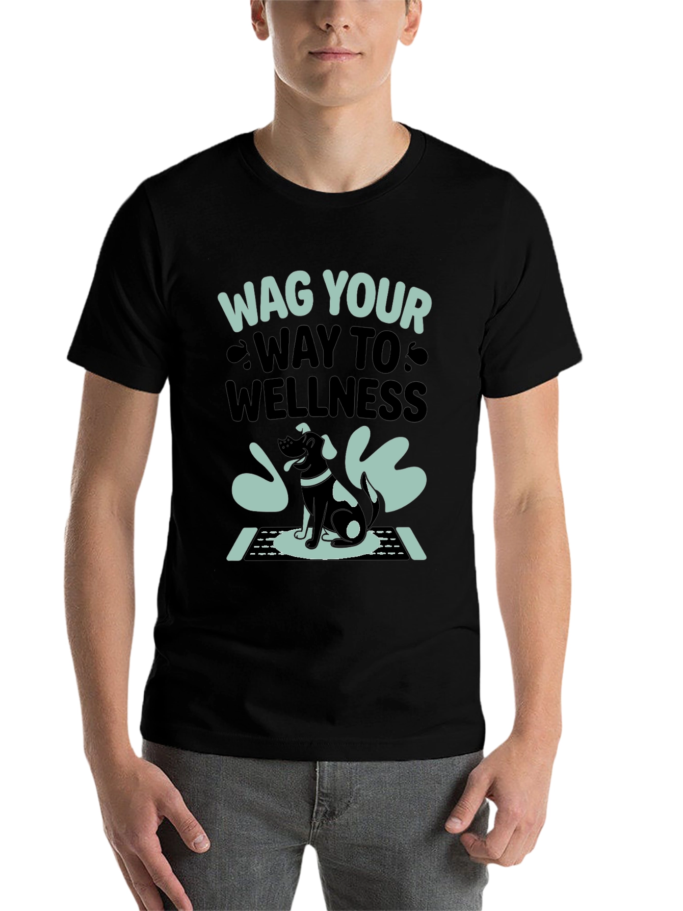 Black Wag Your Way to Wellness T-Shirt - Black view 7