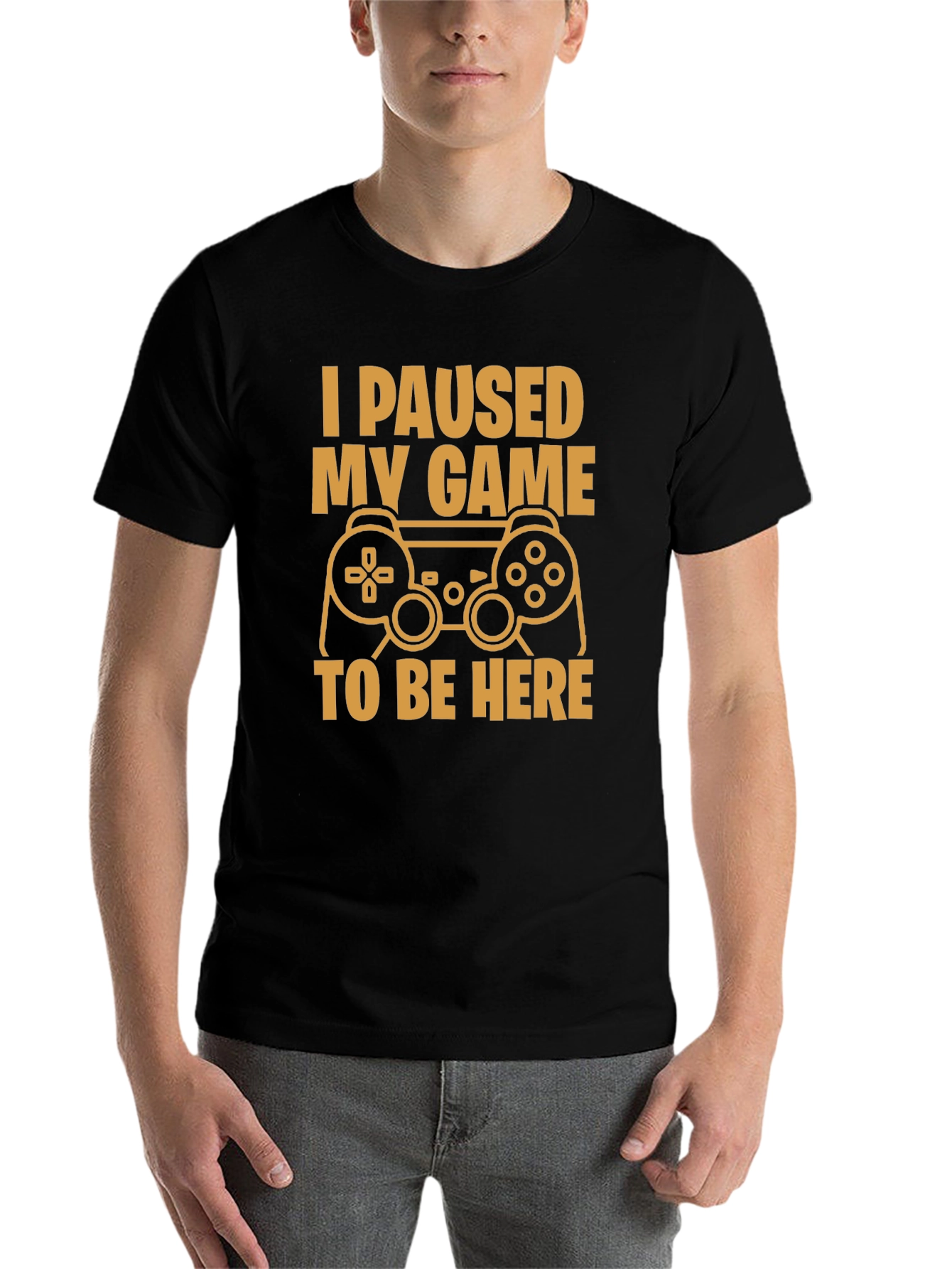 Black I Paused My Game Funny Gamer T-Shirt view 7