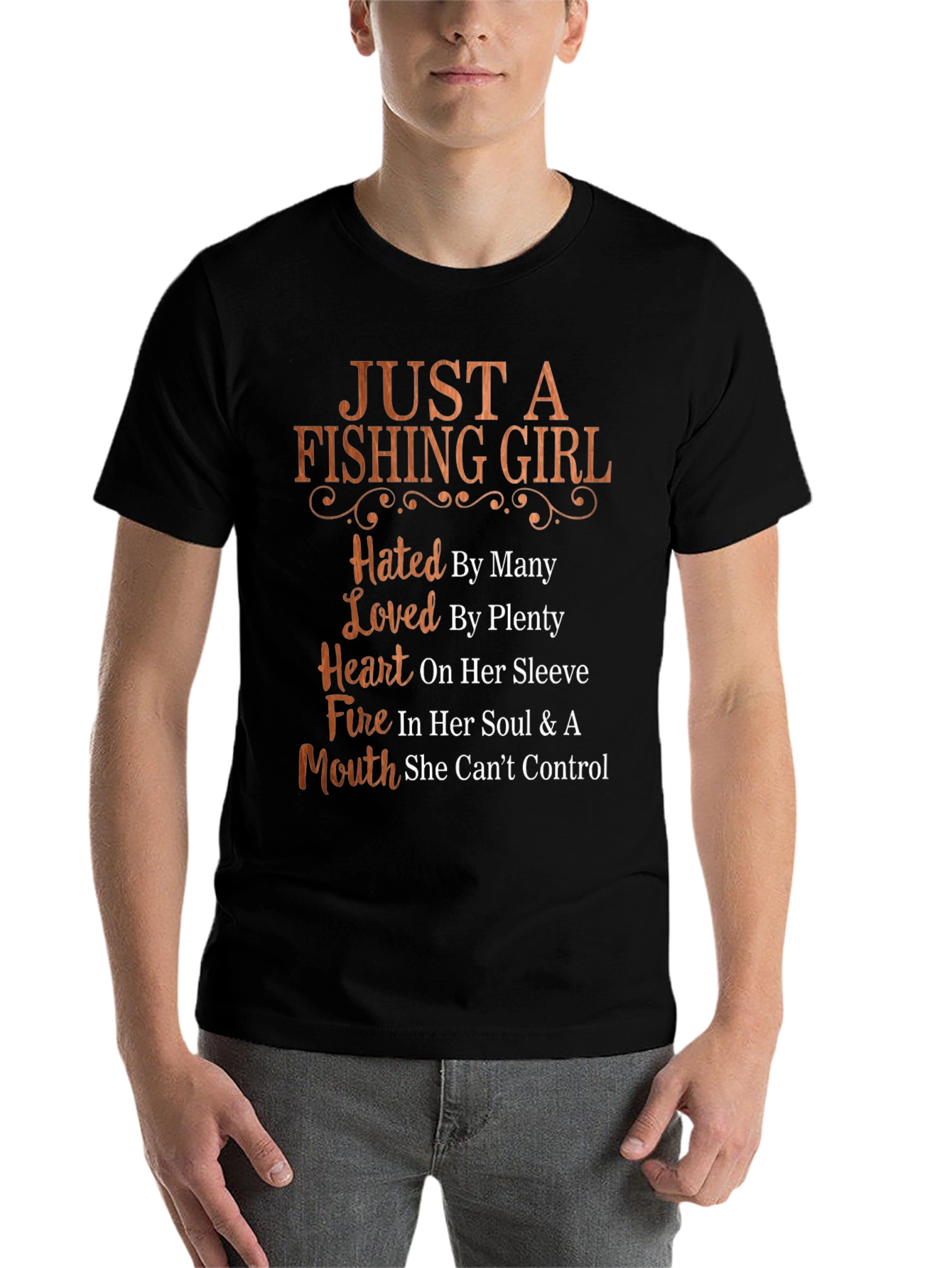 Black Fishing Girl T-Shirt - Hated by Many, Loved by Plenty view 7