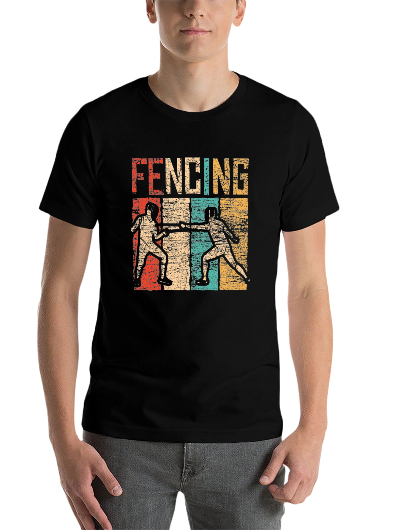 Black Vintage Fencing T-Shirt view 7