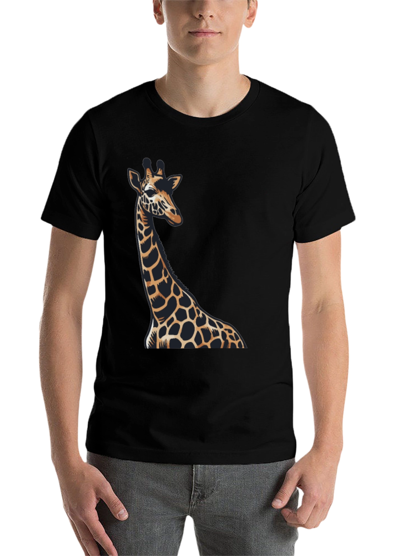 Black Giraffe Graphic Black T-Shirt view 7