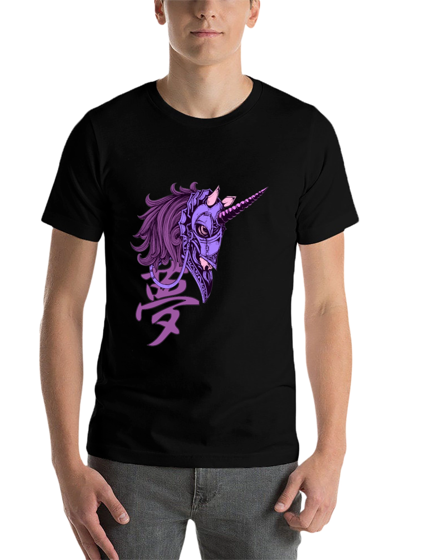 Black Cyberpunk Unicorn Graphic T-Shirt - Black view 7