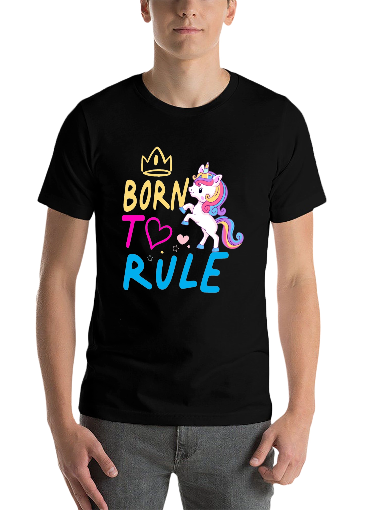 Black Born to Rule Unicorn Graphic T-Shirt view 7