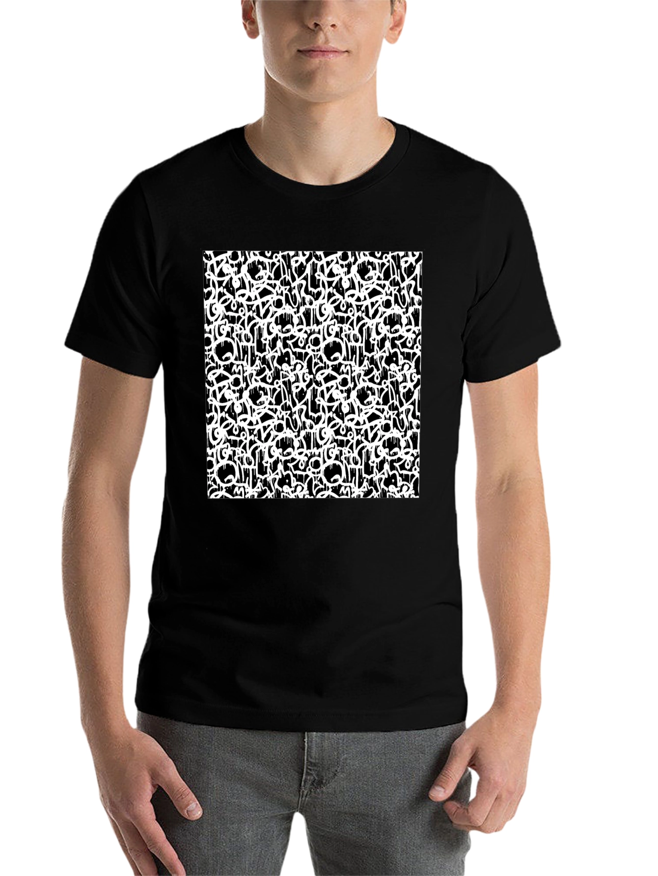 Black Graffiti Art Black T-Shirt - Street Style Cool view 7