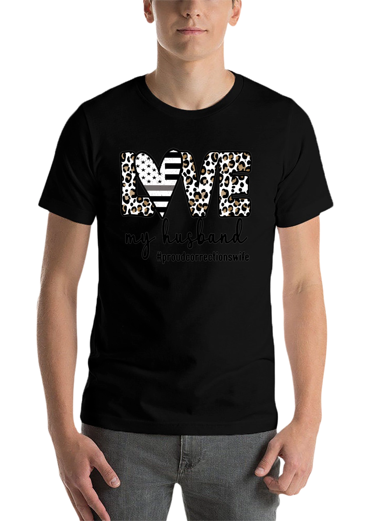 Black Love My Husband Correctional Wife Black T-Shirt view 7