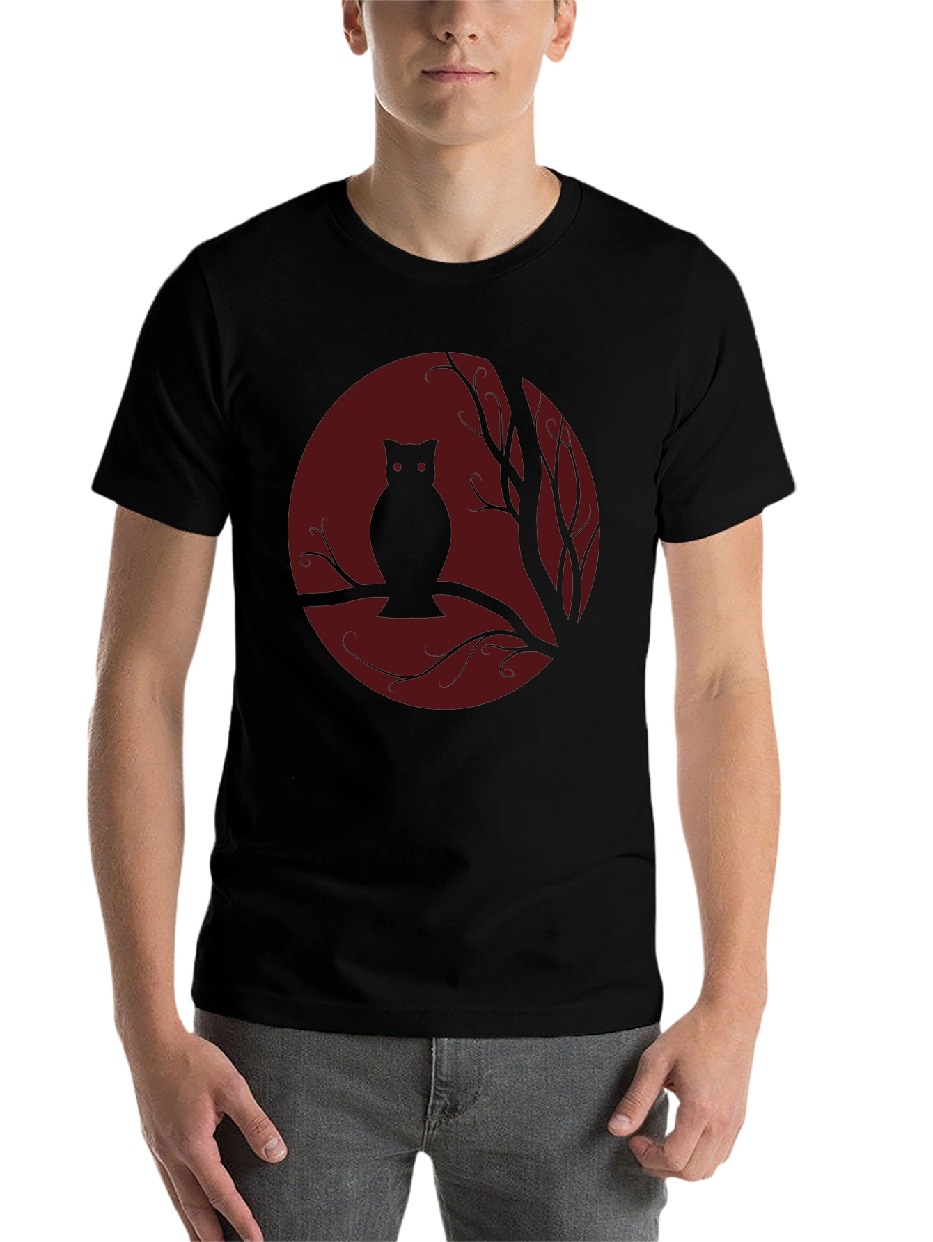 Black Owl Moon Silhouette T-Shirt view 7