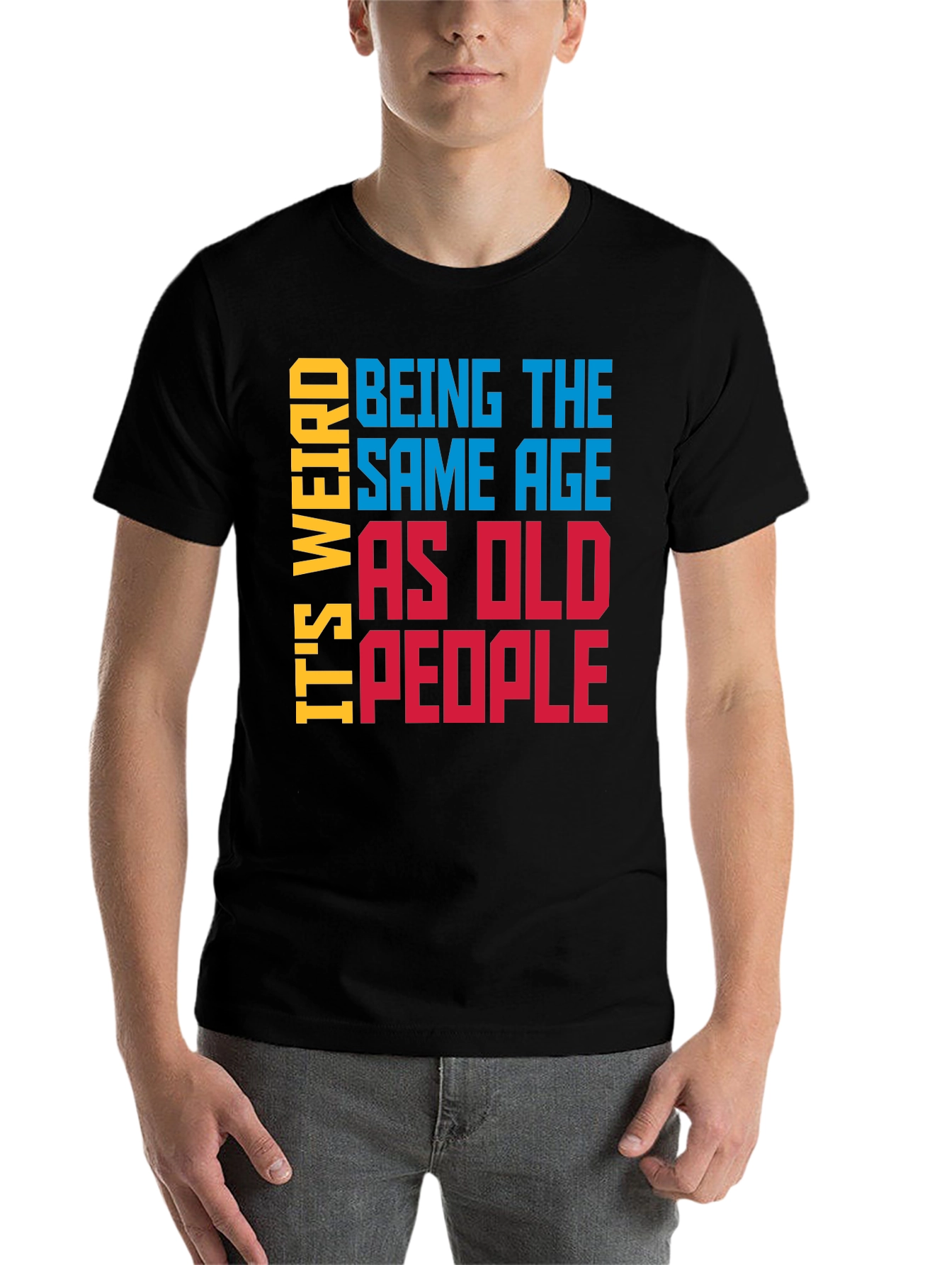 Black Funny 'Same Age as Old People' Graphic Tee view 7