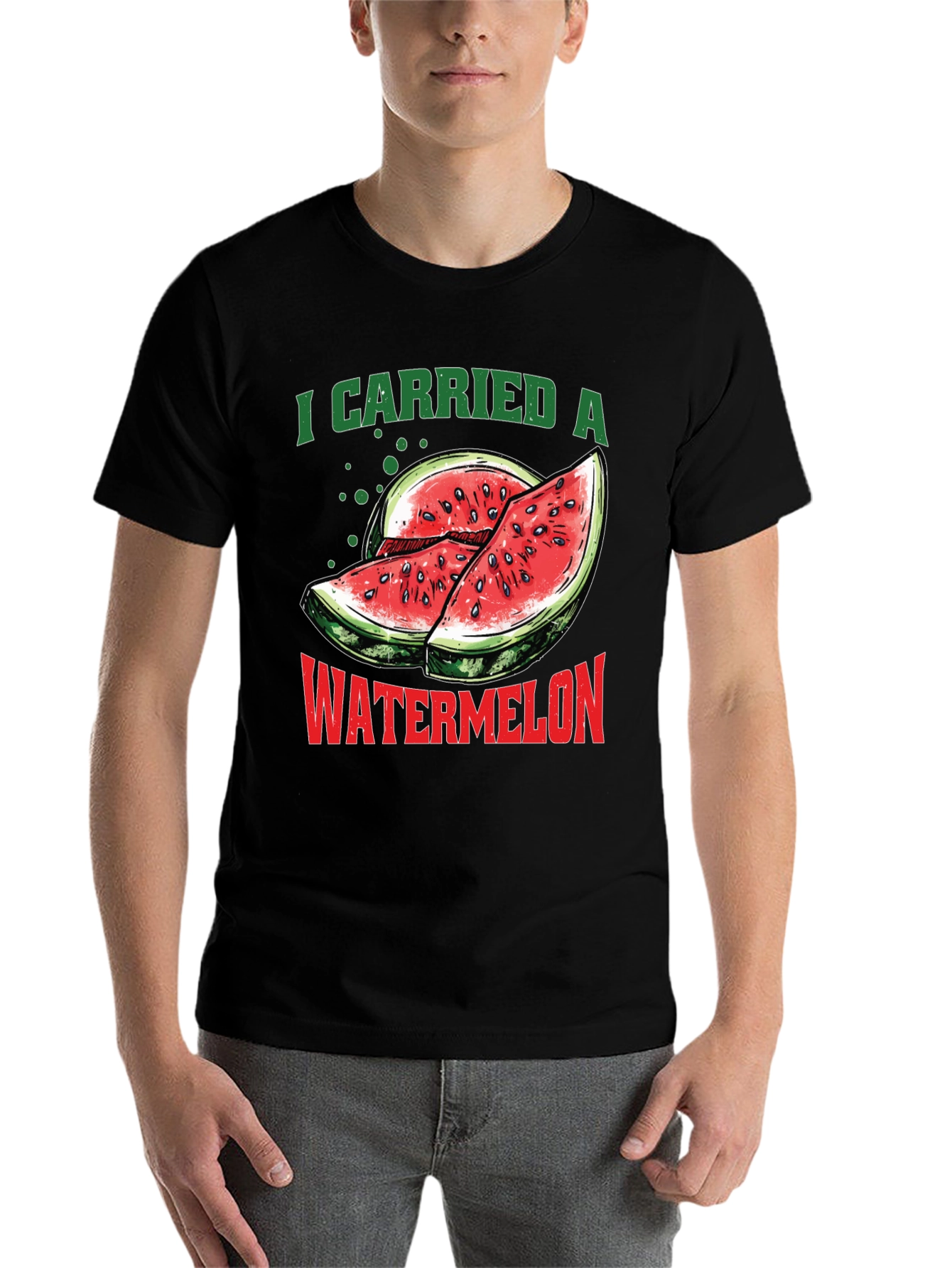 Black I Carried A Watermelon Graphic T-Shirt view 7