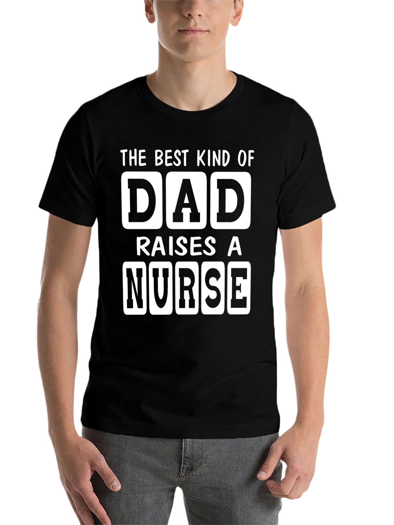 Black Best Dad Raises A Nurse T-Shirt view 7