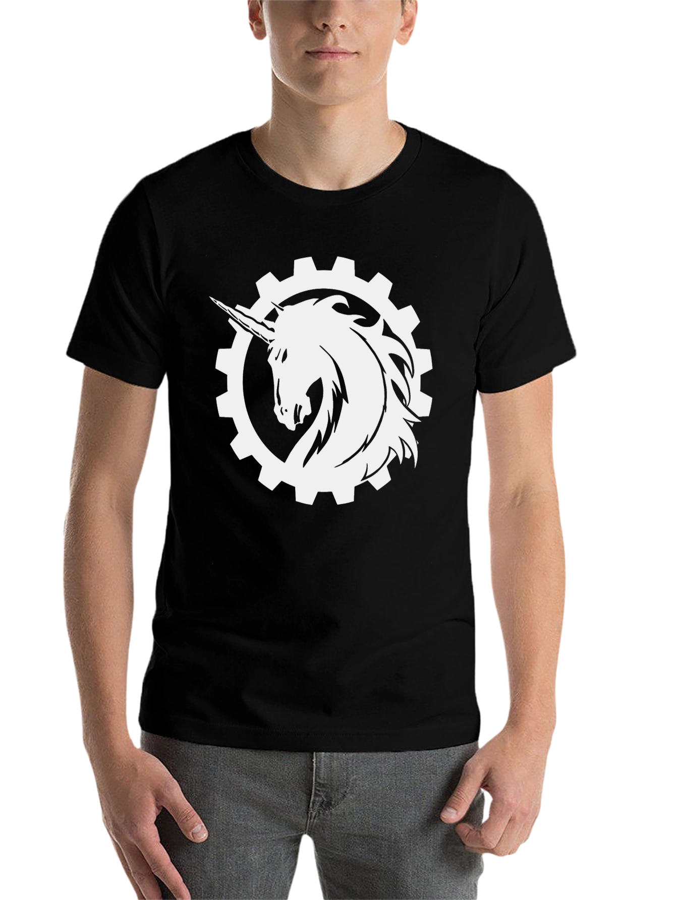 Black Unicorn Gear Graphic Tee - Black Cotton Casual Shirt view 7