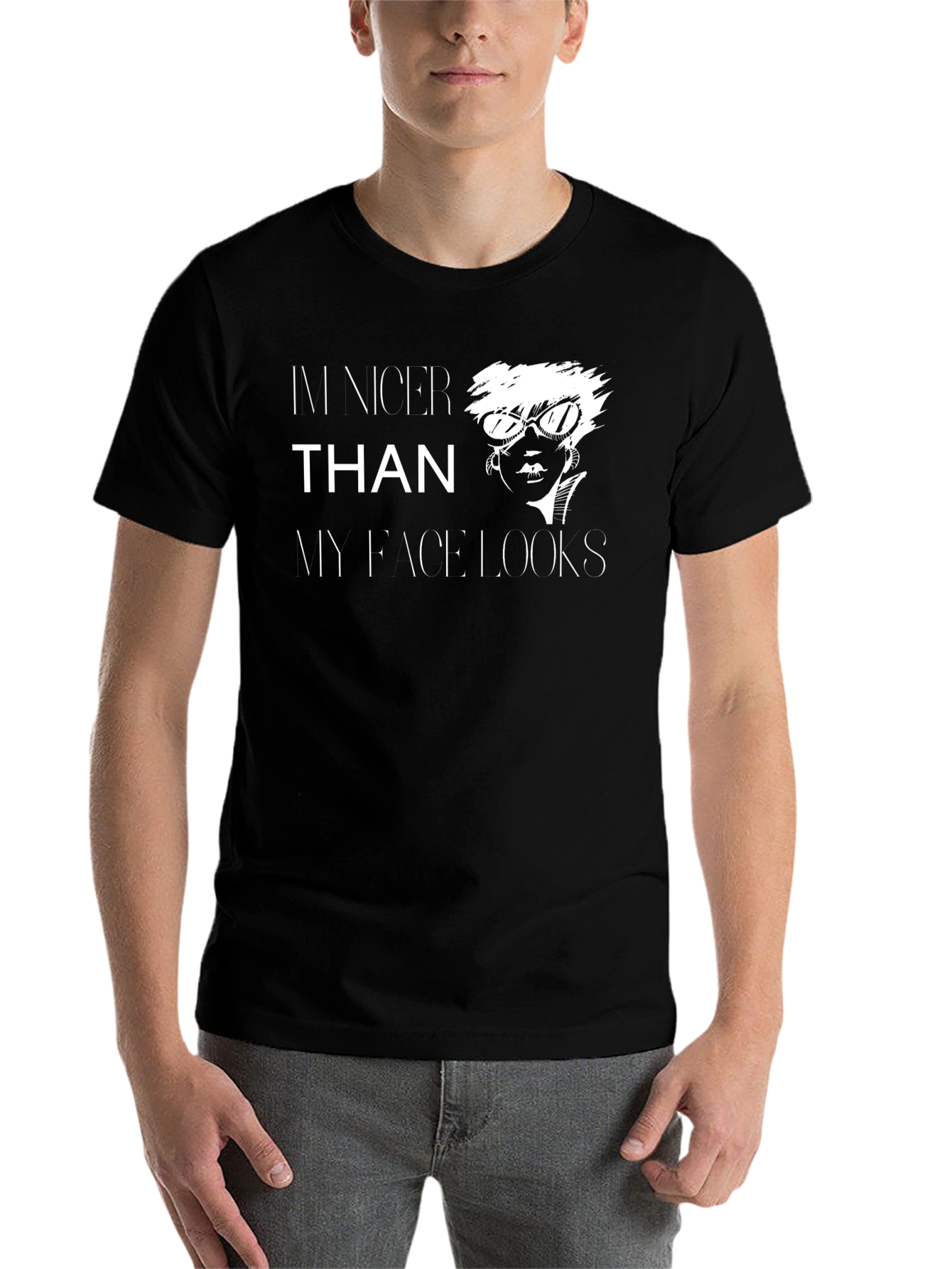 Black Funny Sarcastic Graphic Tee - I'm Nicer Than My Face Looks view 7