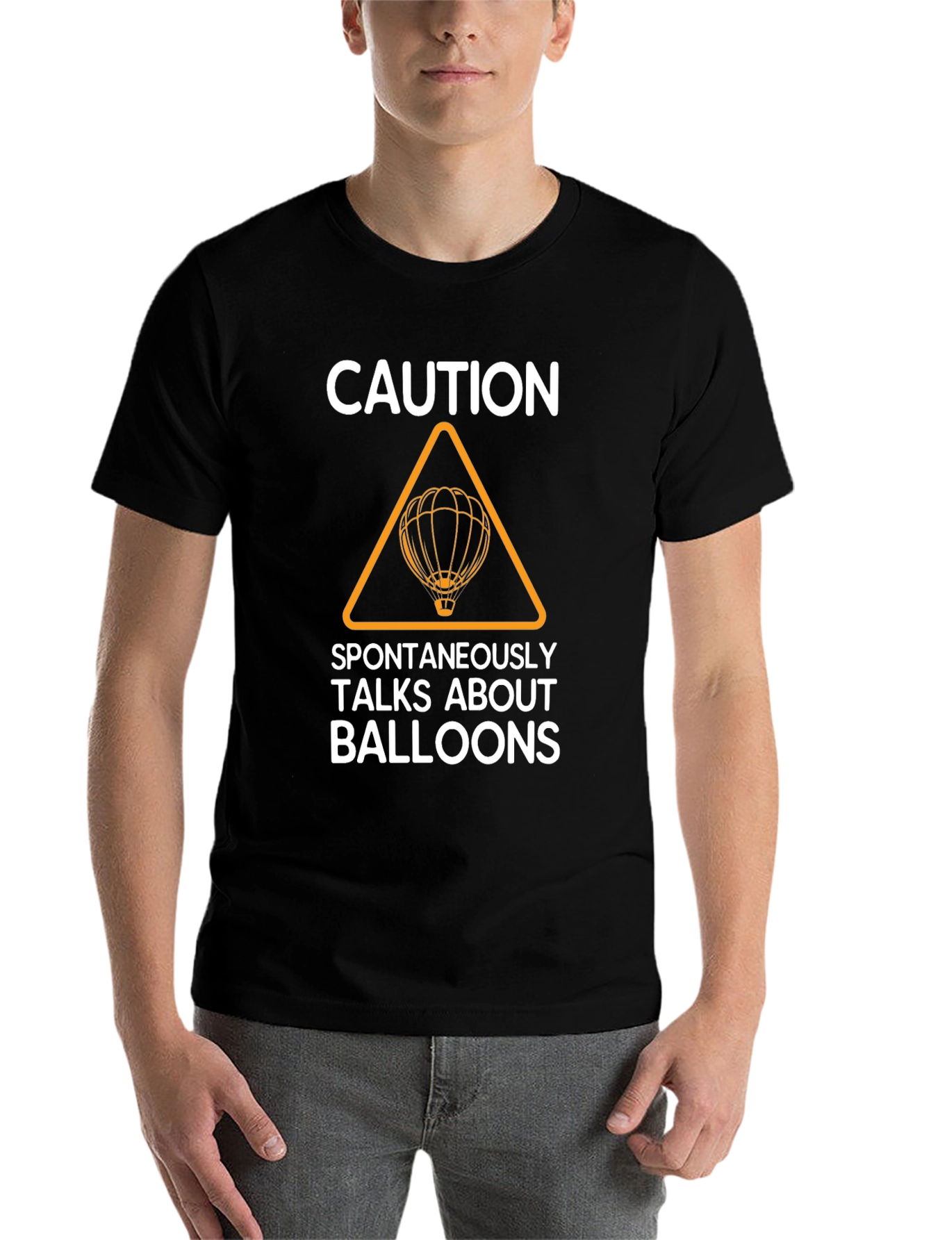Black Caution Spontaneously Talks About Balloons T-Shirt view 7