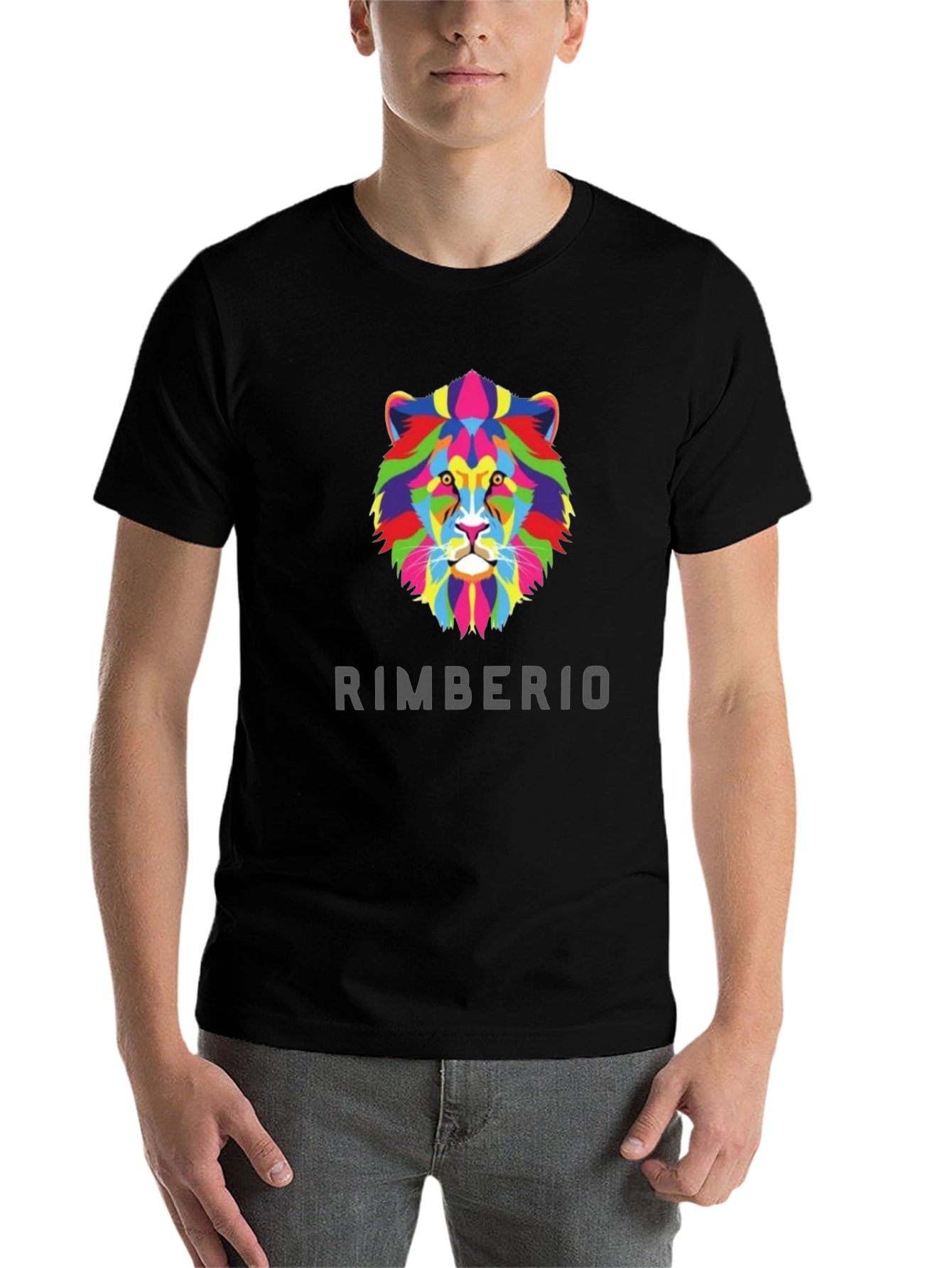 Black Rimberio Lion Graphic T-Shirt - Vivid Colors, Bold Style view 7
