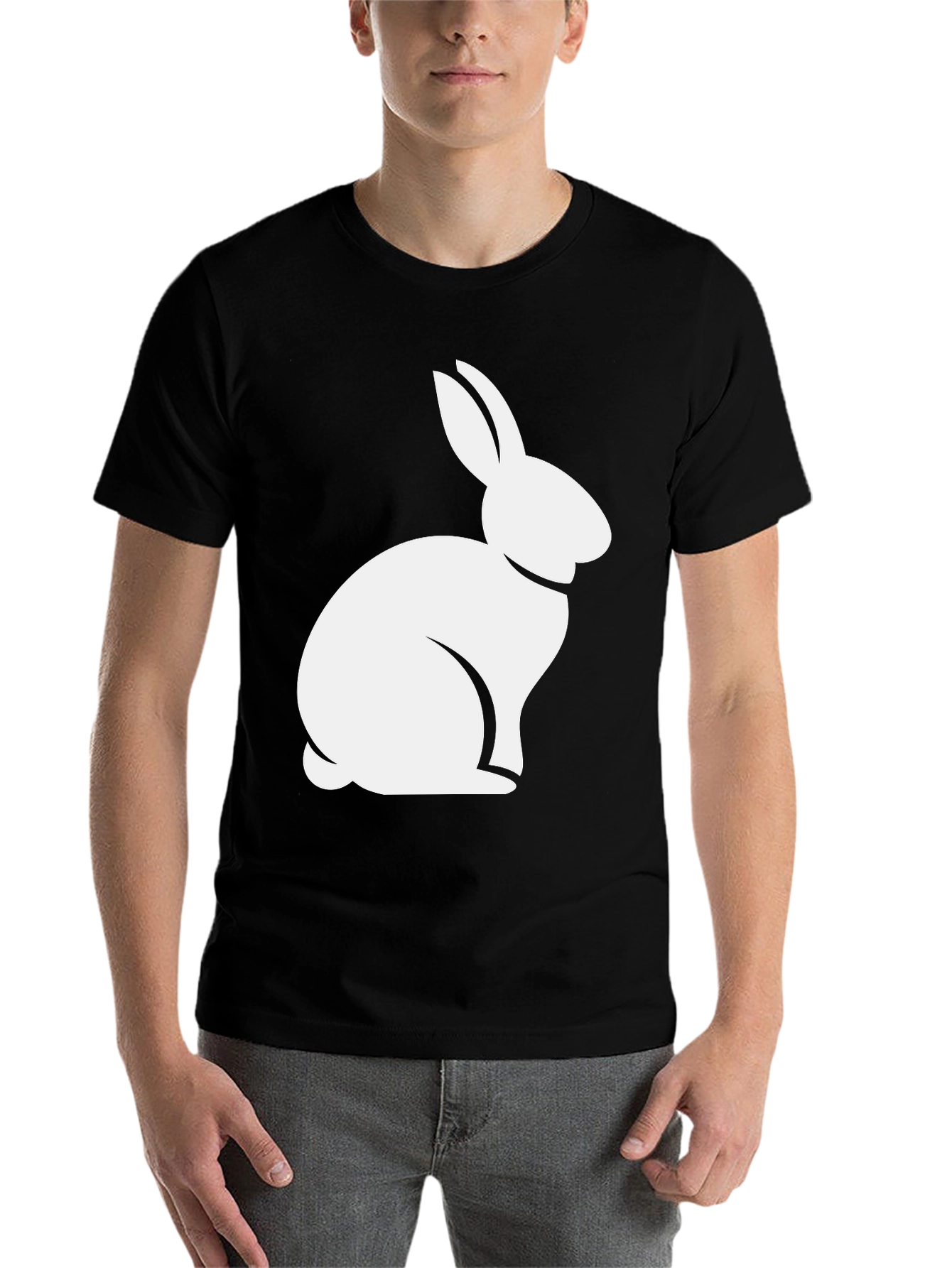 Black Rabbit Graphic Tee - Black Casual T-Shirt view 7
