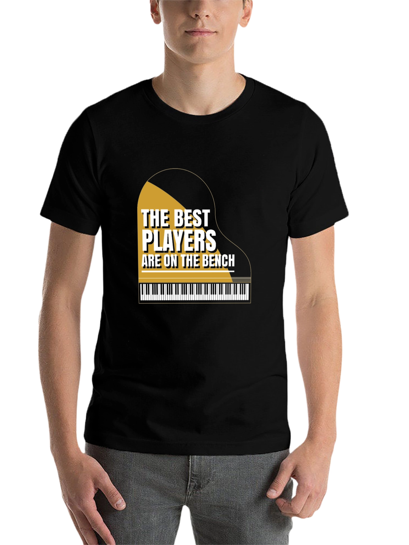 Black Piano Player T-Shirt - "The Best Players Are On The Bench" view 7