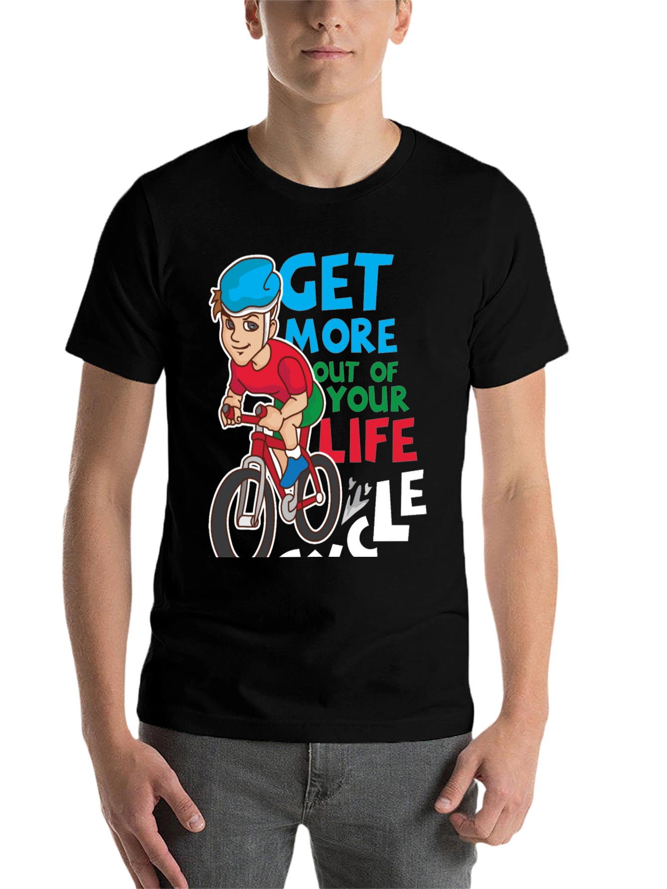 Black Get More Out of Your Life Cycle T-Shirt view 7