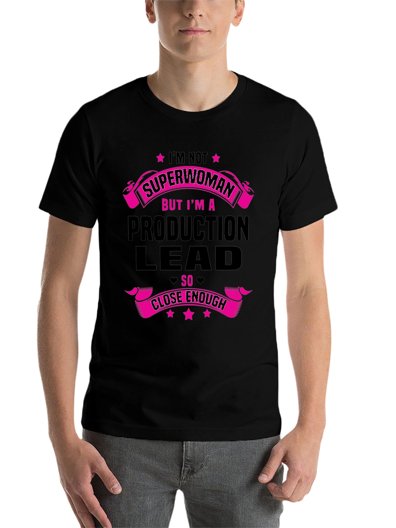 Black Production Lead Superwoman Funny T-Shirt view 7