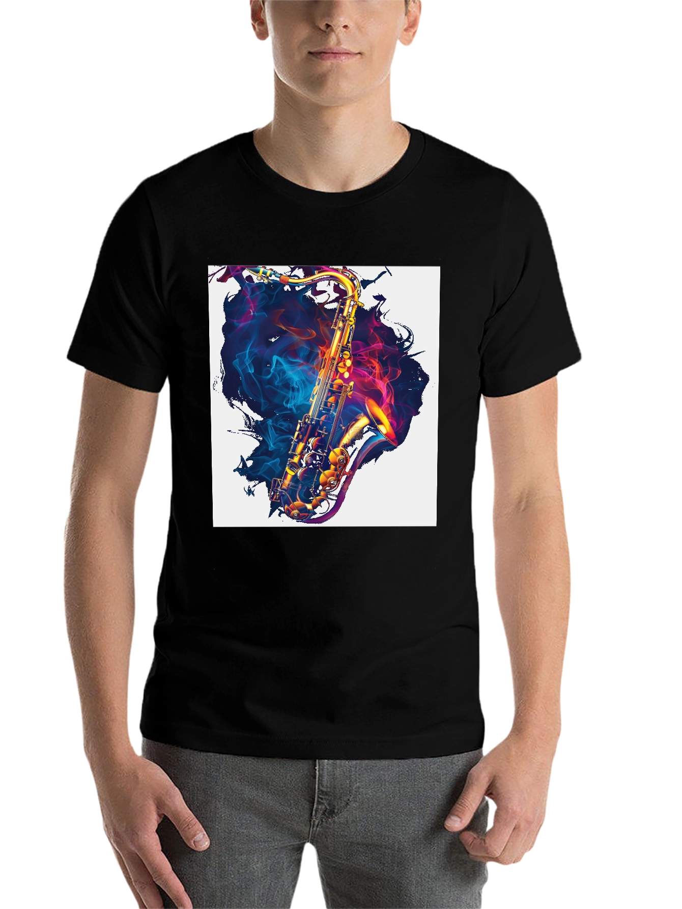 Black Saxophone Graphic Print Tee view 7
