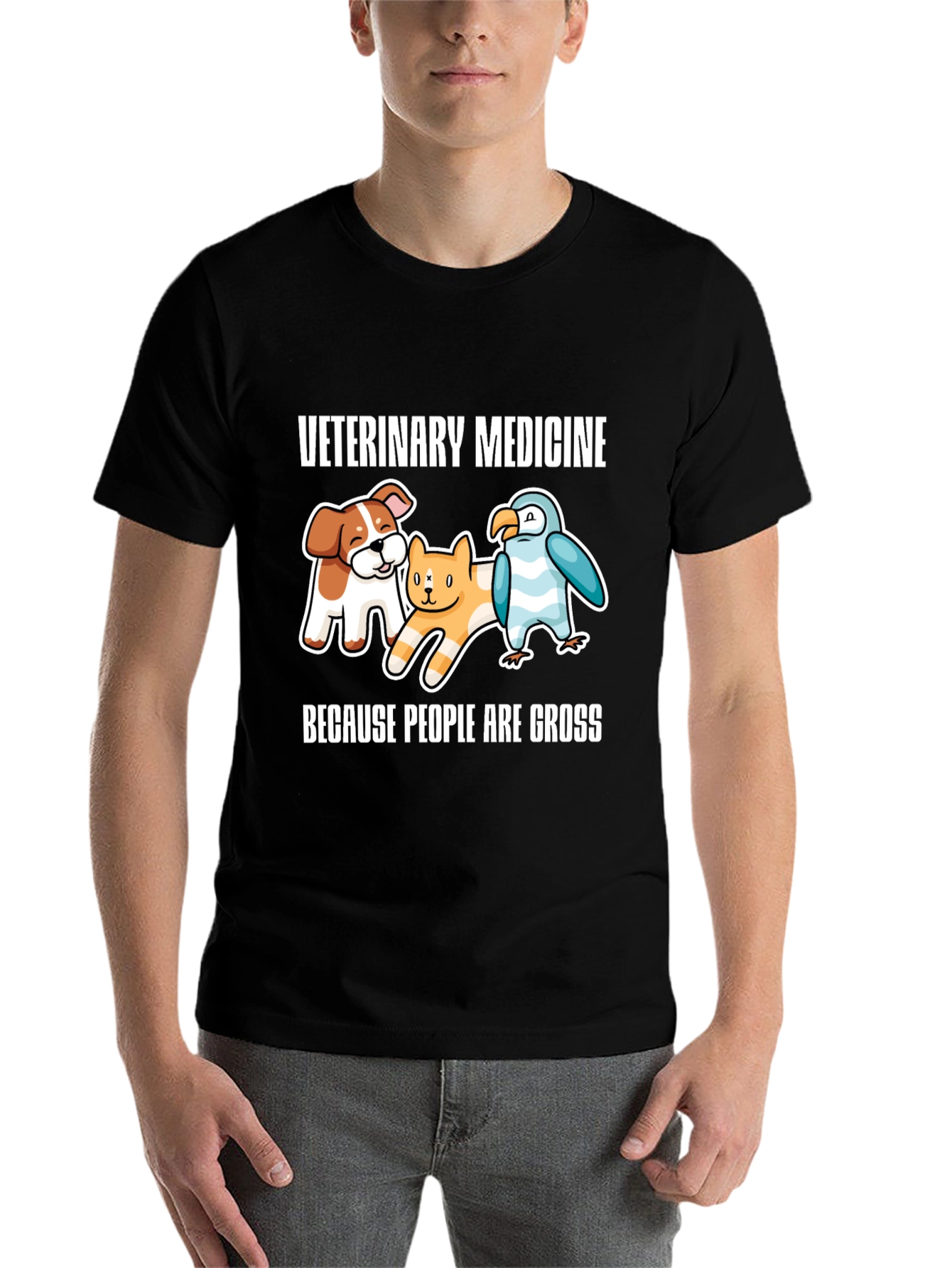 Black Veterinary Medicine Cartoon Graphic Tee view 7