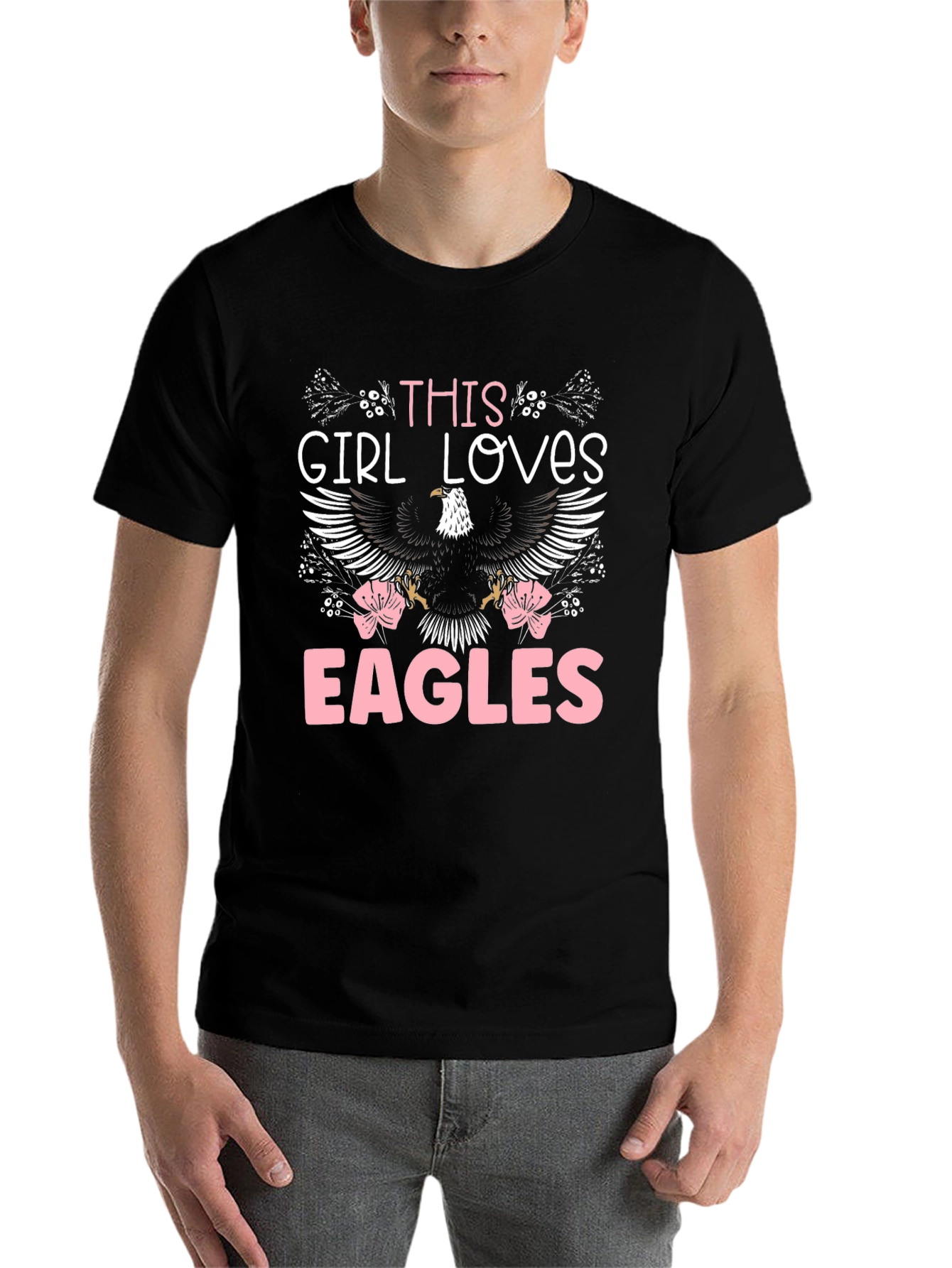 Black This Girl Loves Eagles T-Shirt view 7