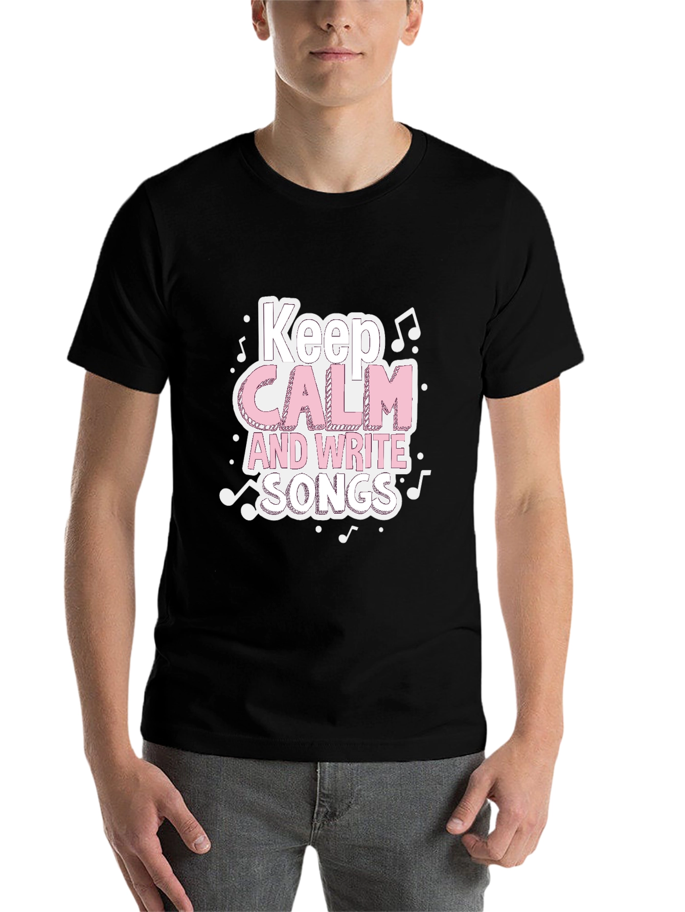 Black Keep Calm & Write Songs T-Shirt - Music Lover Tee view 7