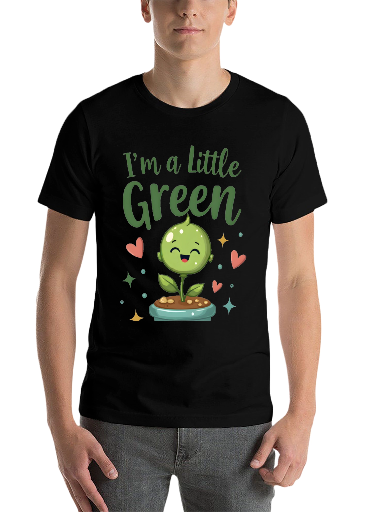 Black I'm A Little Green Cute Plant Shirt view 7