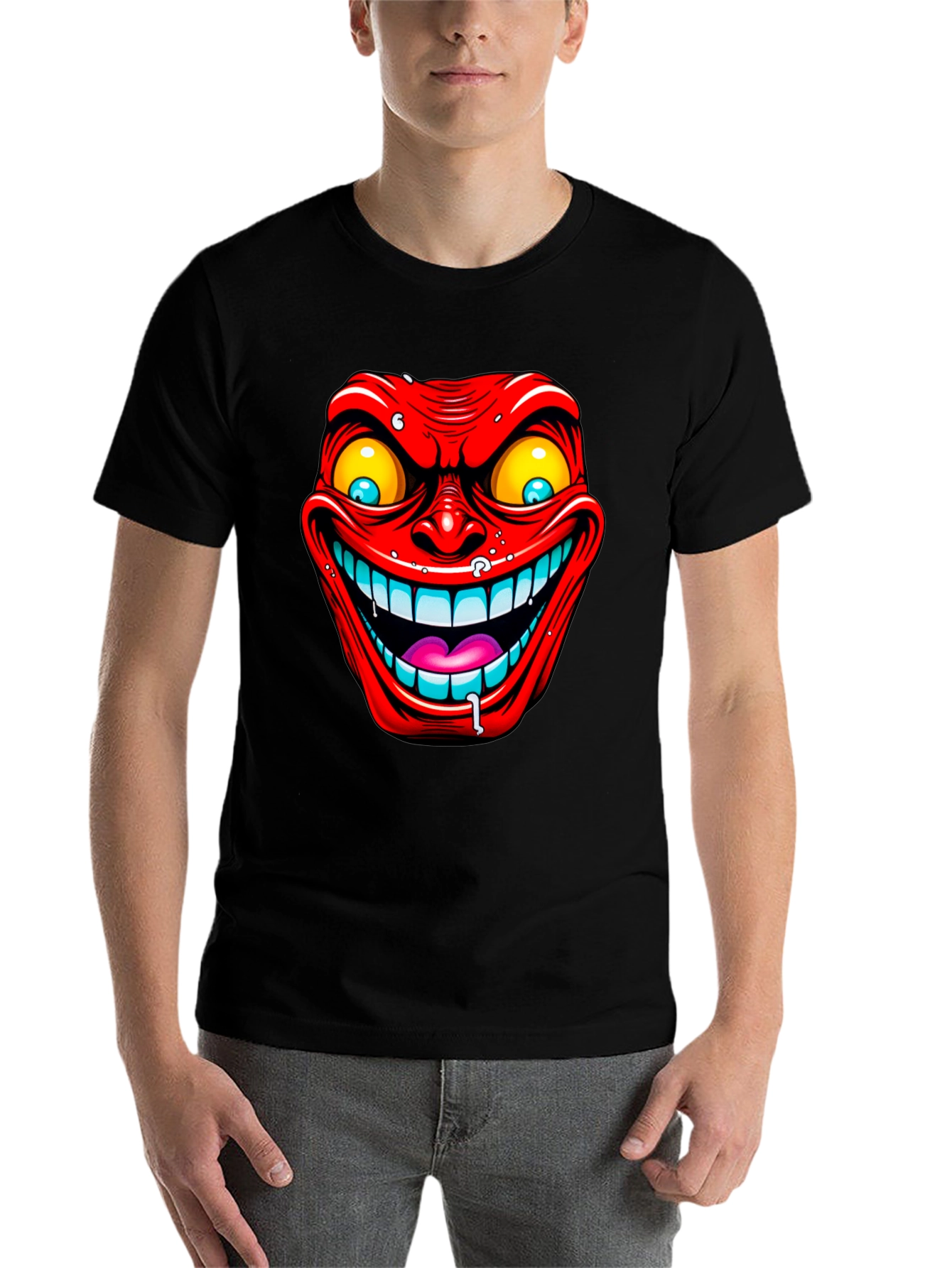 Black Evil Grin Graphic Tee - Men's Black T-Shirt view 7