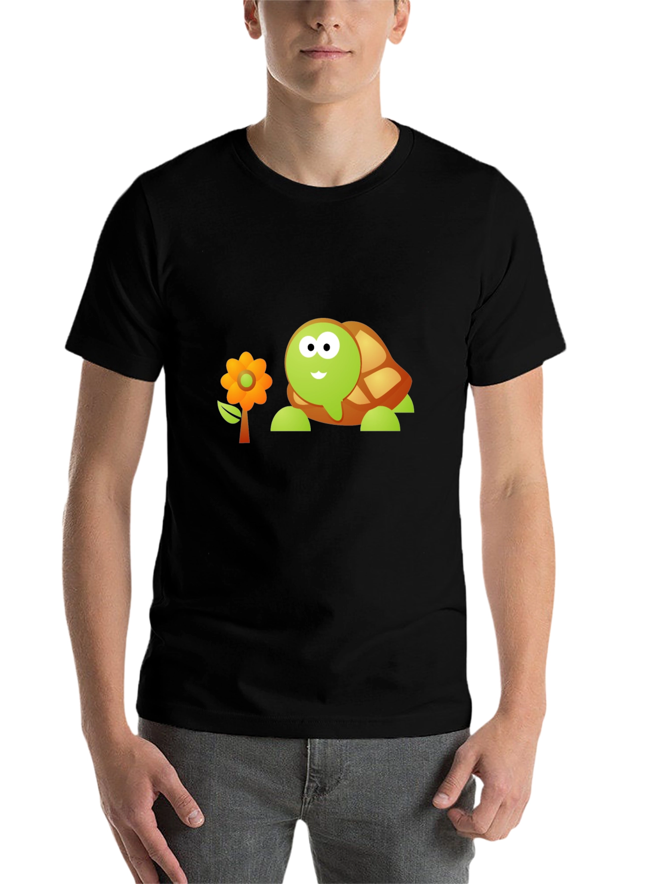 Black Cartoon Turtle Graphic Tee view 7