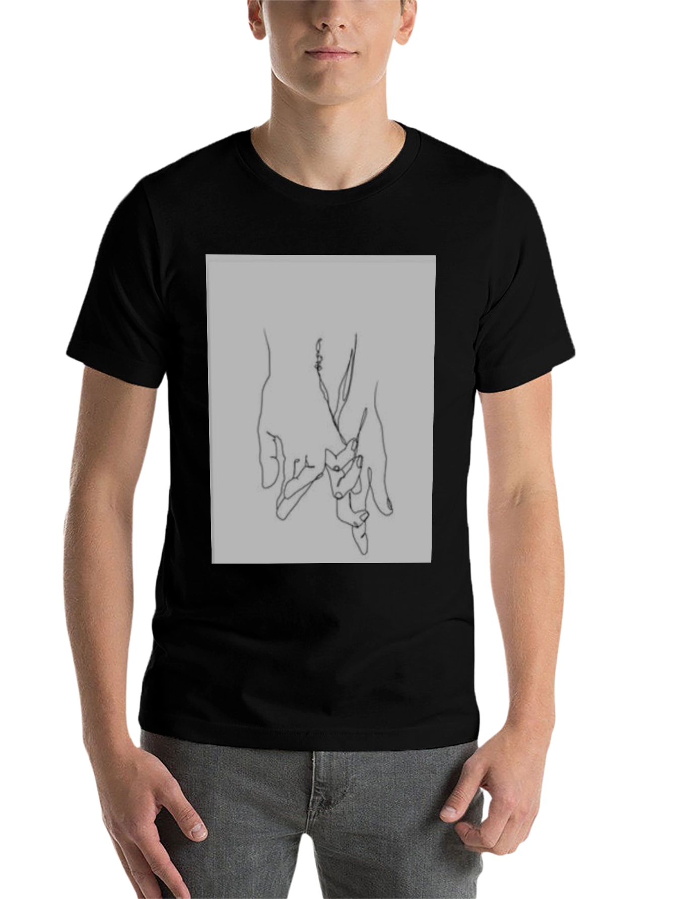 Black Minimalist Hand Holding Graphic Tee view 7