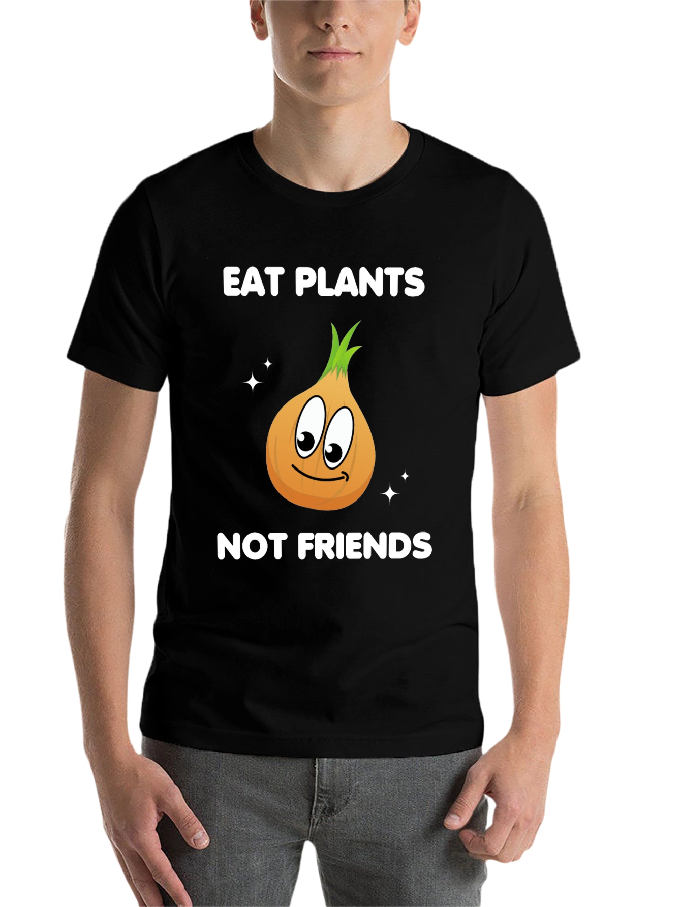 Black Eat Plants Not Friends Vegan Graphic T-Shirt view 7