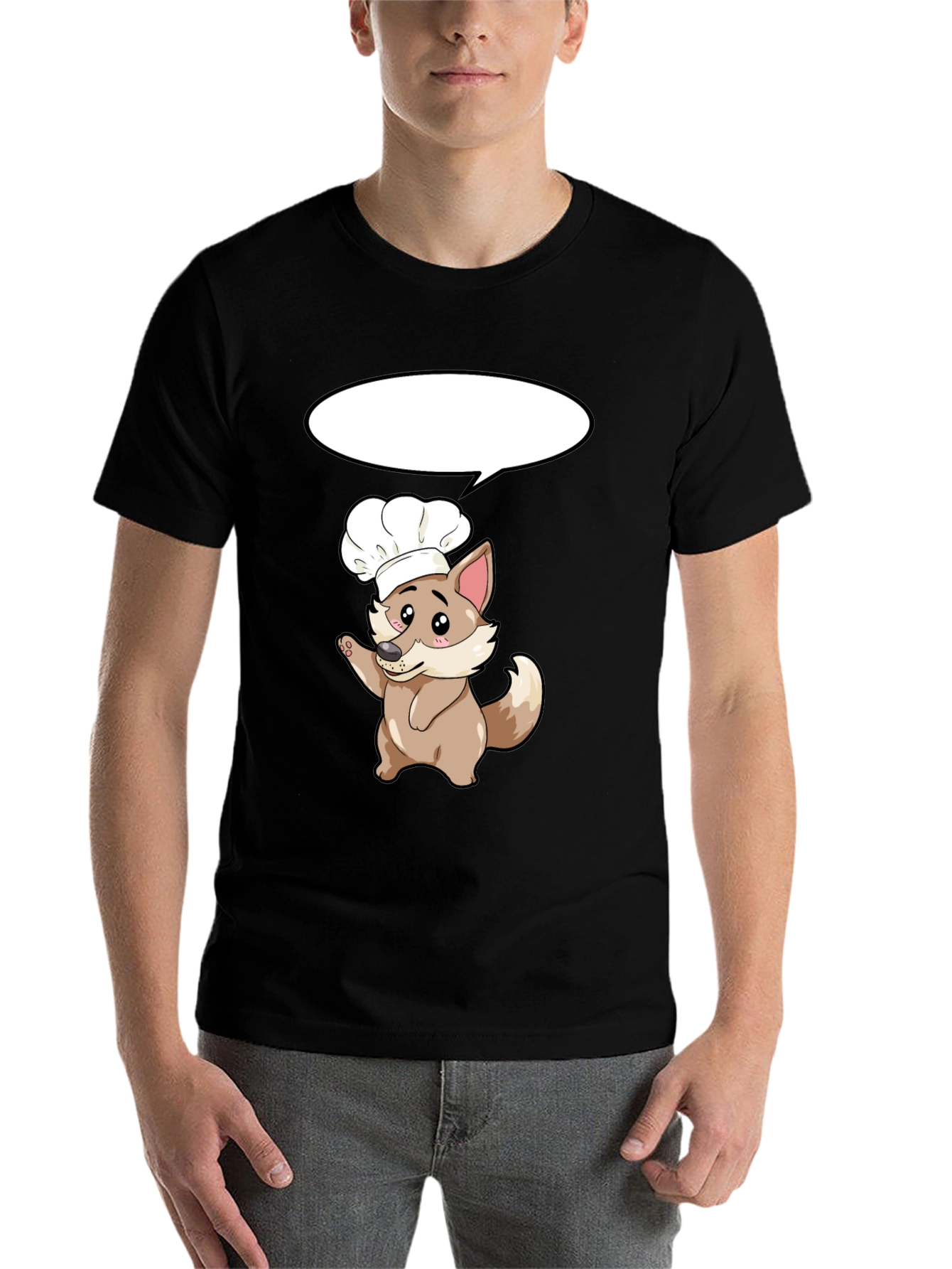 Black Chef Dog T-Shirt - Cute Cartoon Cook view 7