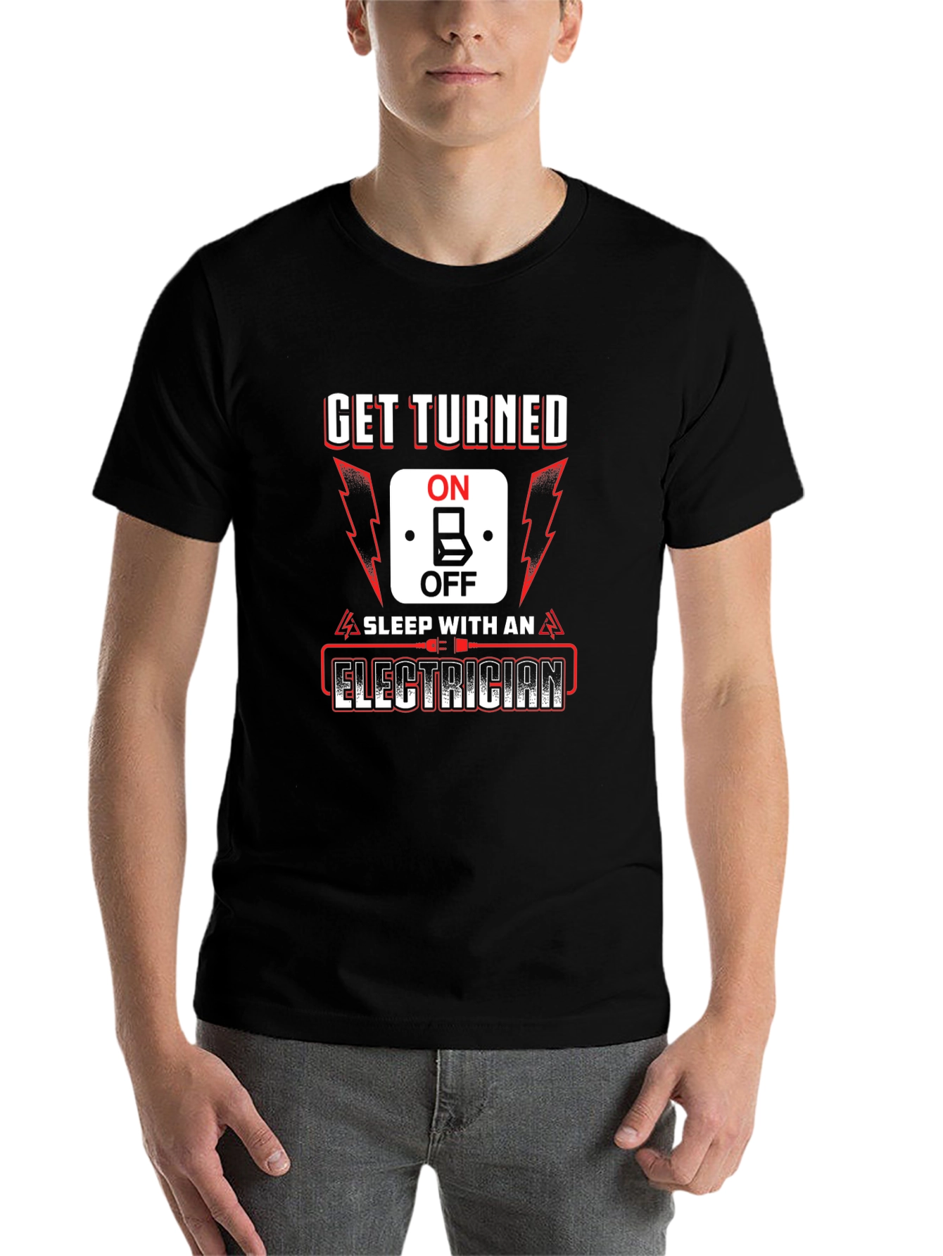 Black Get Turned On Electrician Graphic Tee view 7