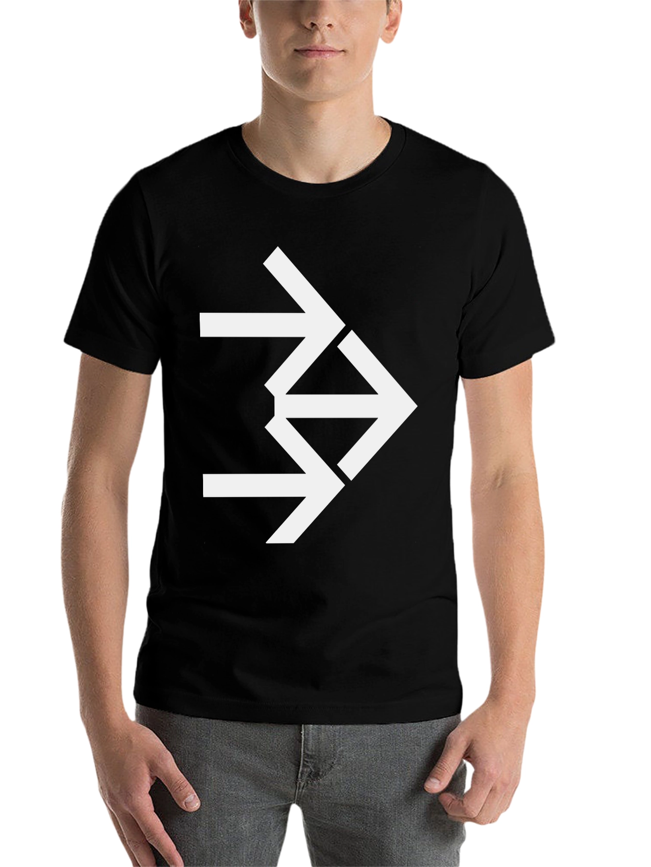 Black Abstract Arrow Graphic Tee - Modern Black T-Shirt view 7