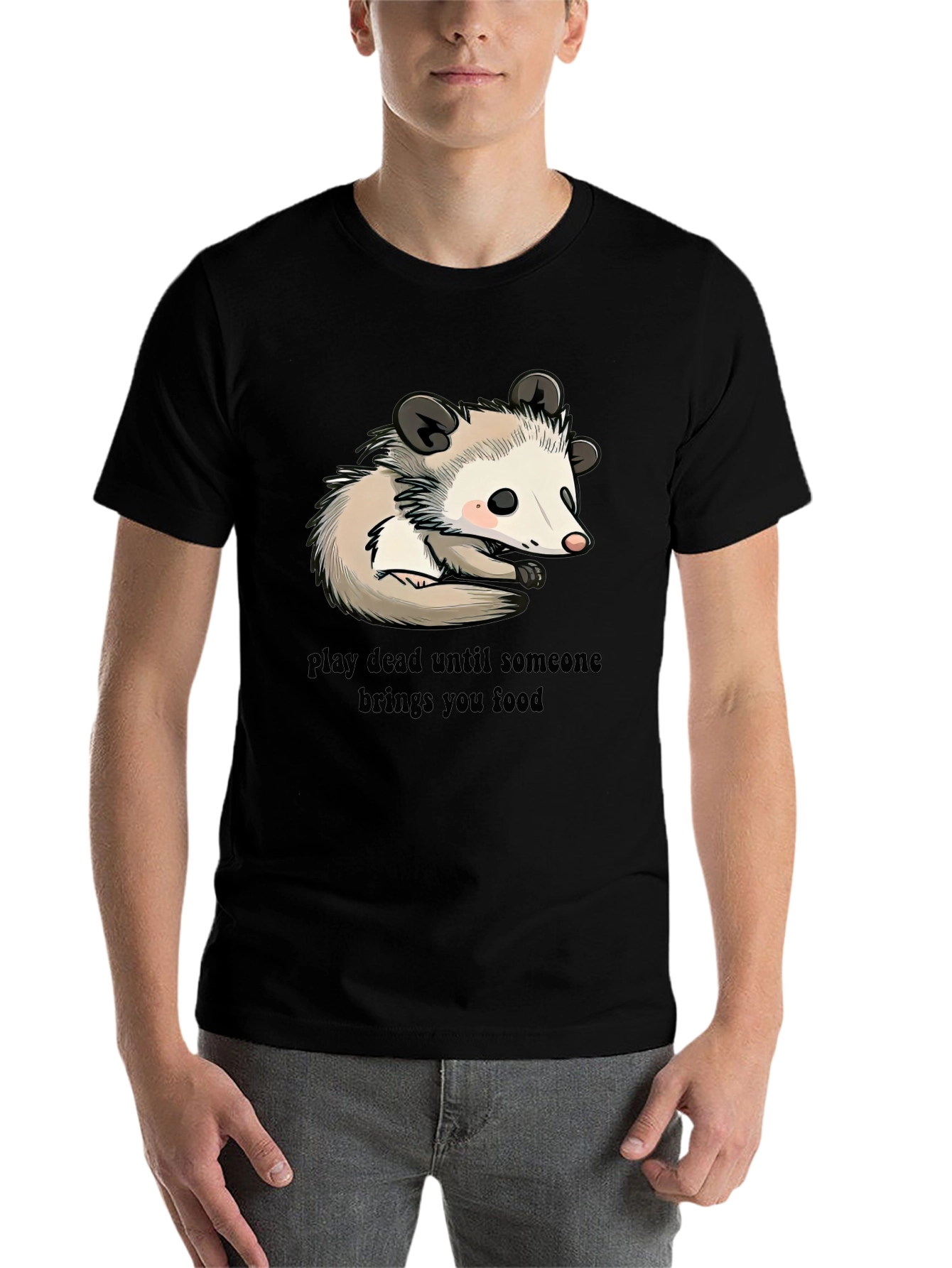 Black Opossum Play Dead Graphic Tee - Funny Animal Shirt view 7