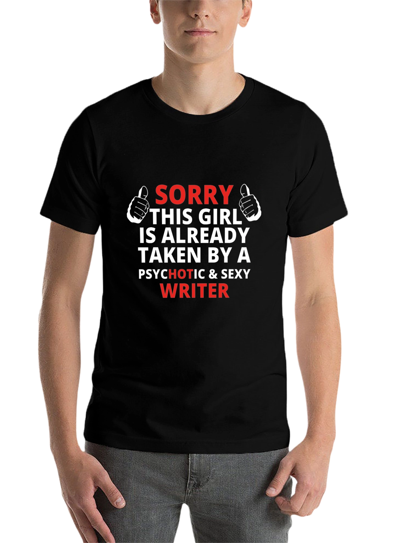 Black Funny Writer T-Shirt - Sorry This Girl Is Taken view 7