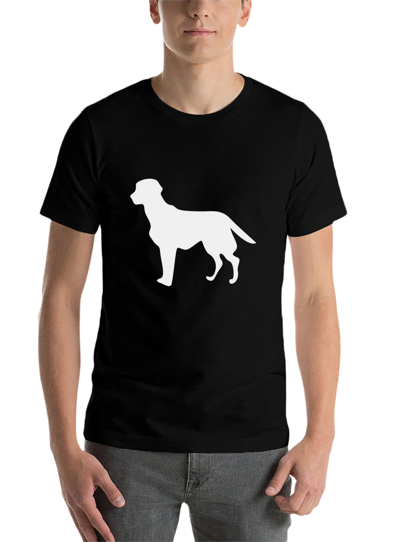 Black Dog Silhouette Graphic Tee - Black Cotton T-Shirt view 7
