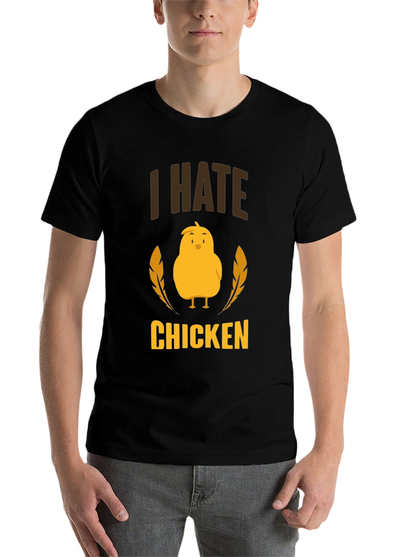 Black I Hate Chicken T-Shirt - Funny Graphic Tee view 7