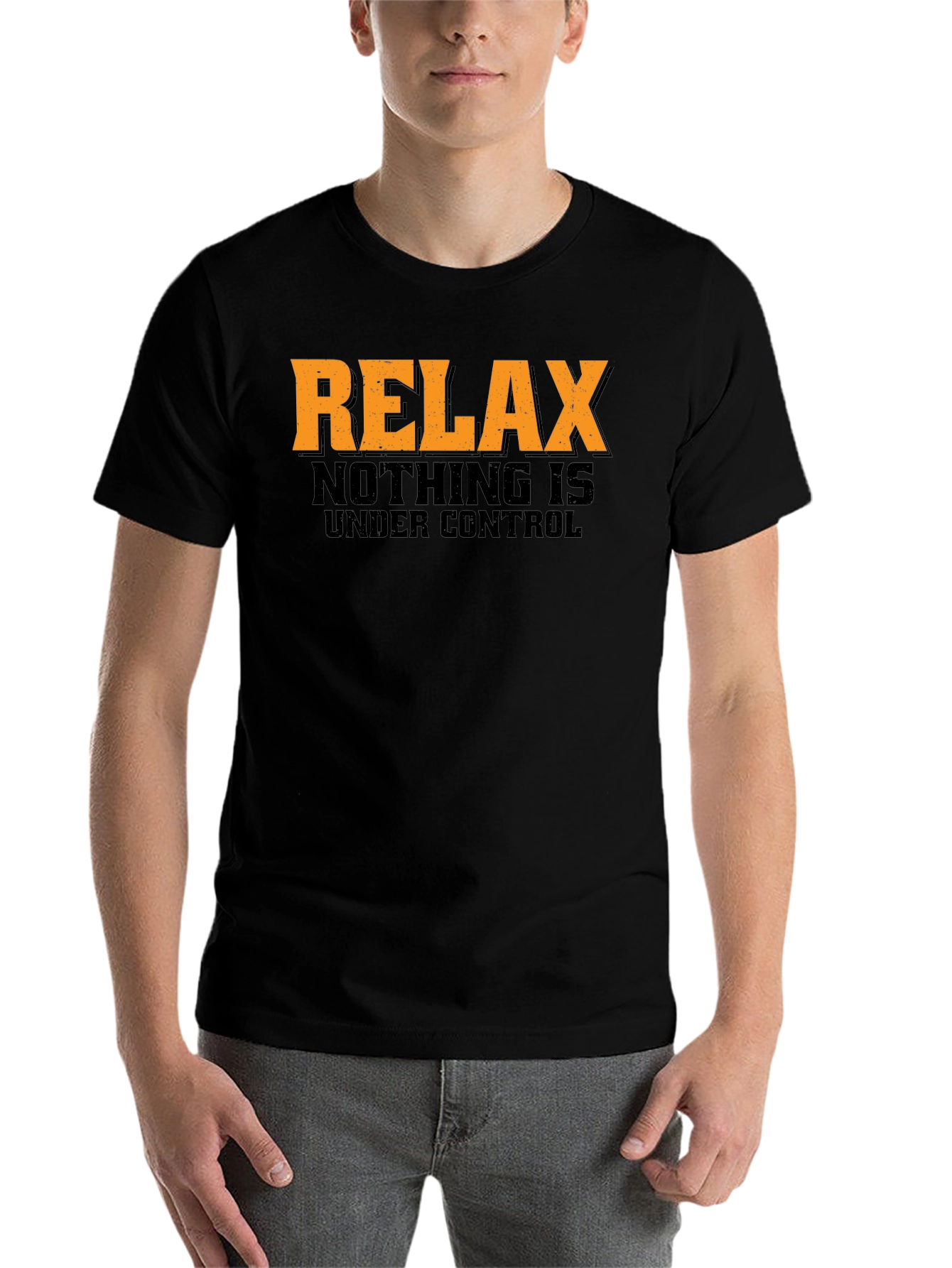 Black Relax Nothing is Under Control Graphic T-Shirt view 7