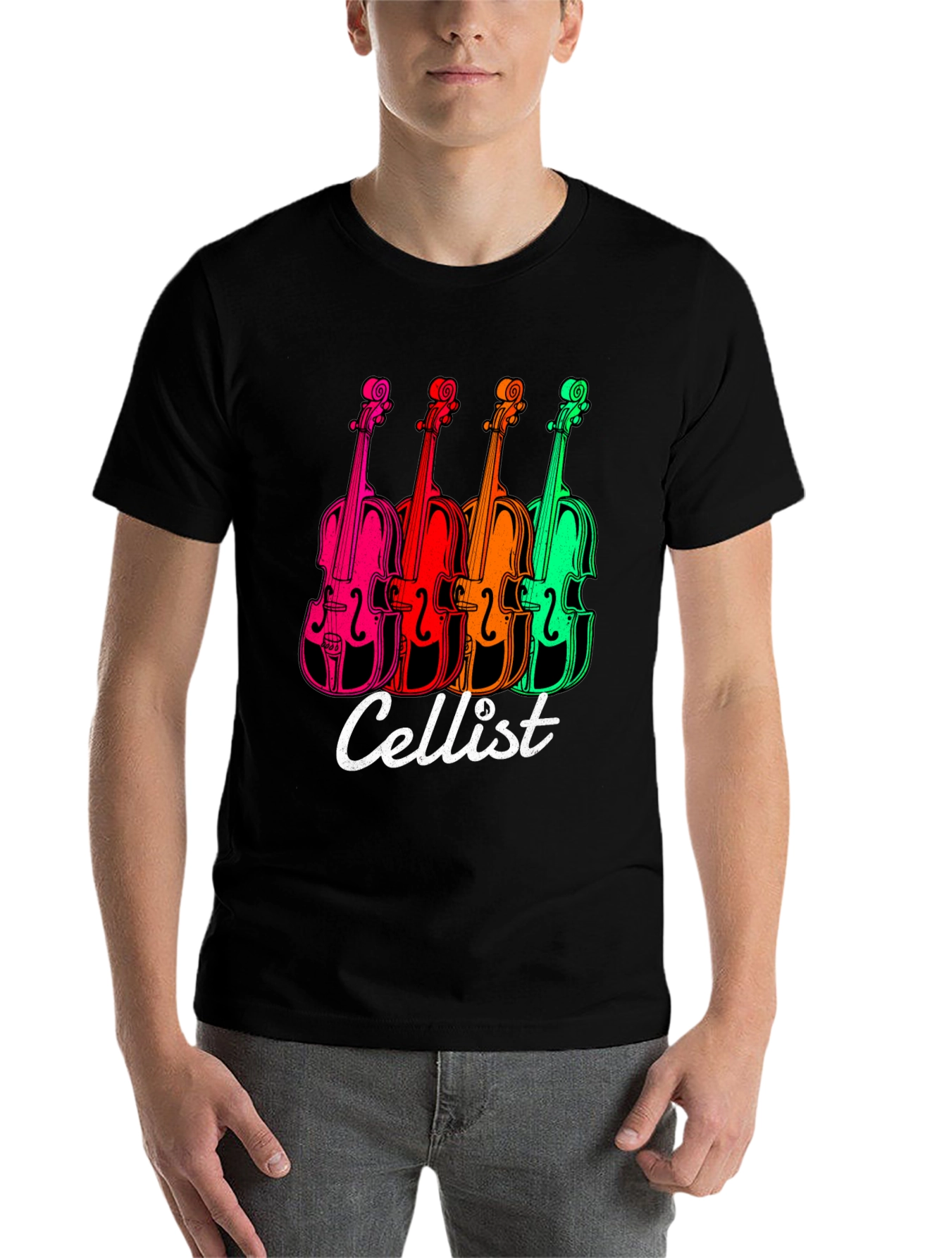 Black Cellist T-Shirt - Vibrant Violin Design view 7