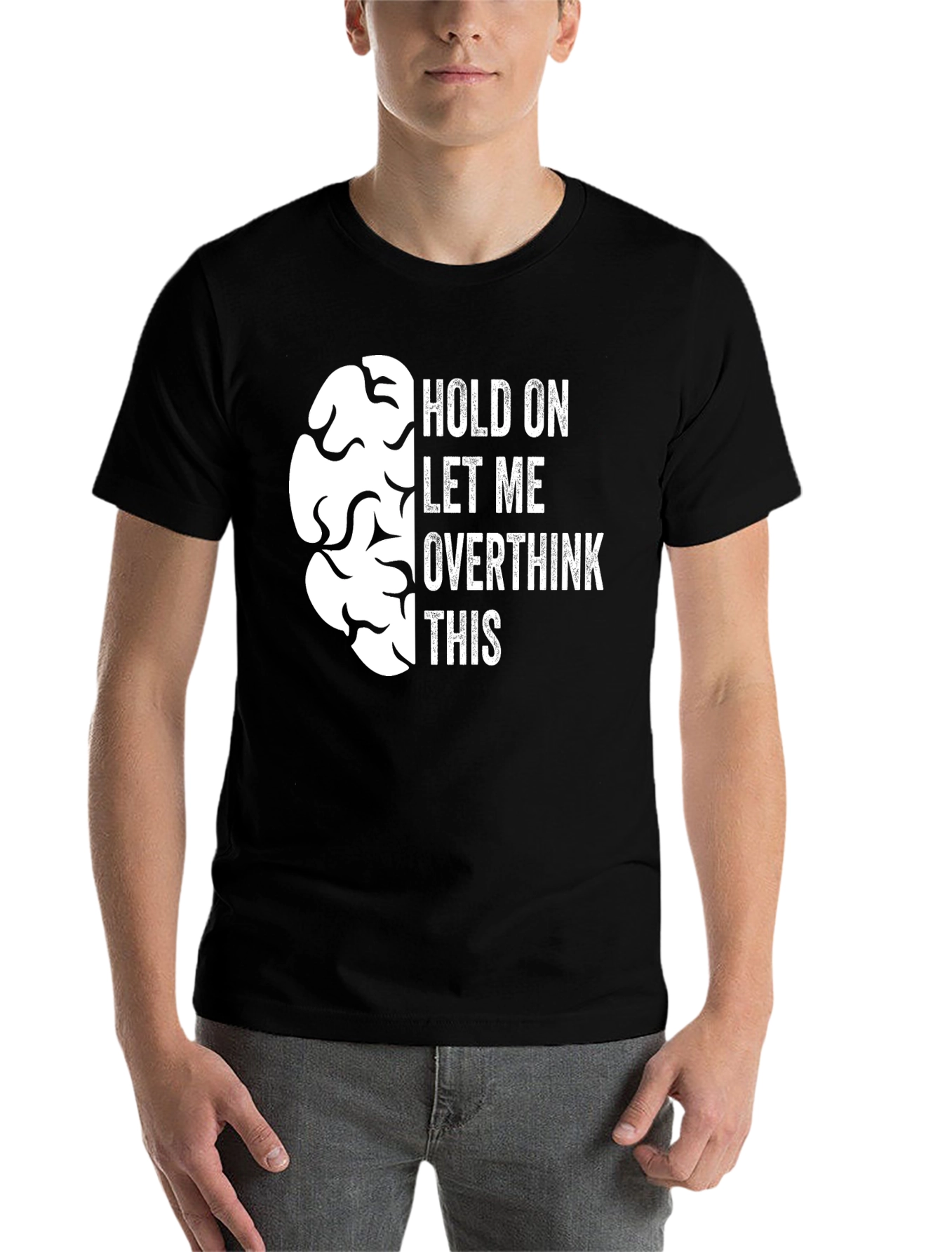 Black Overthink Brain Graphic Tee - Funny Sarcastic T-Shirt view 7